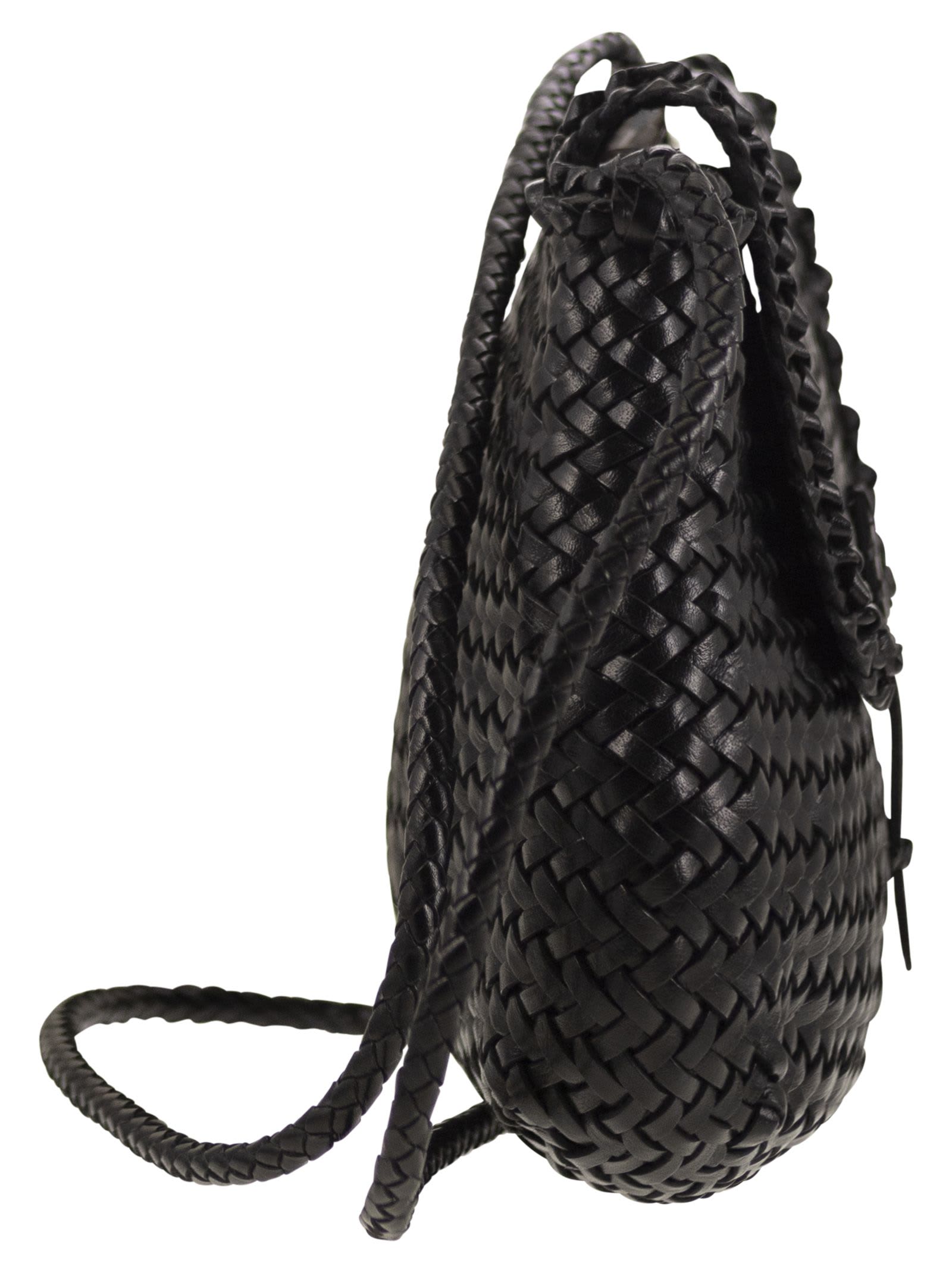 Shop Dragon Diffusion Medium City Bag - Woven Leather Bag In Black