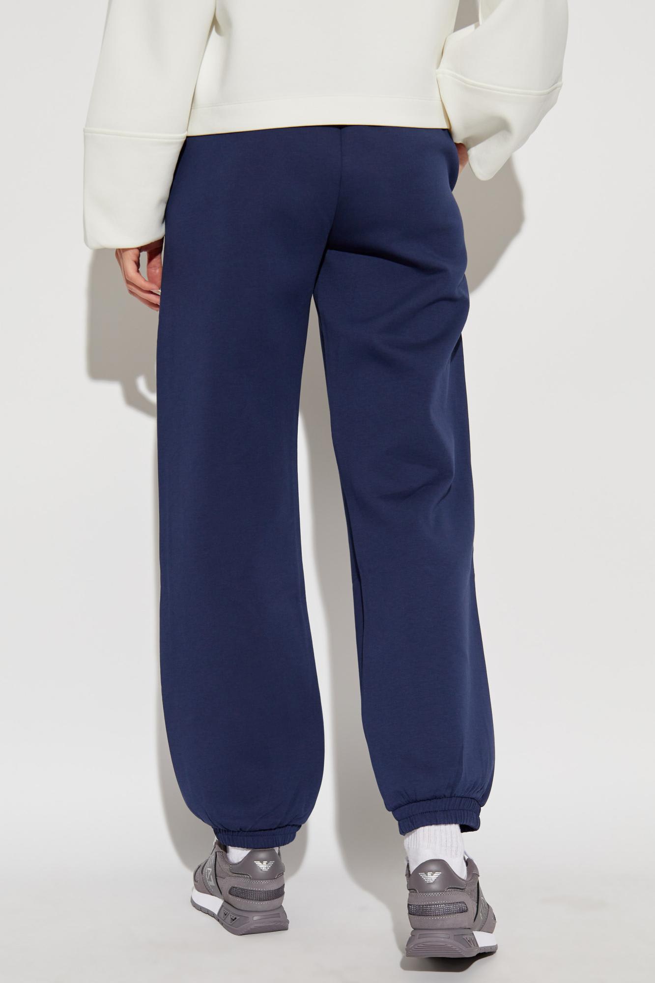 Shop Emporio Armani Track Pants With Side Stripes In Blue