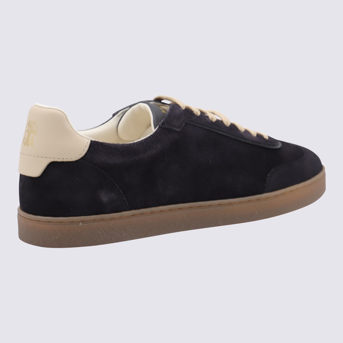 Brunello Cucinelli Blue Washed Suede Sneakers In Black