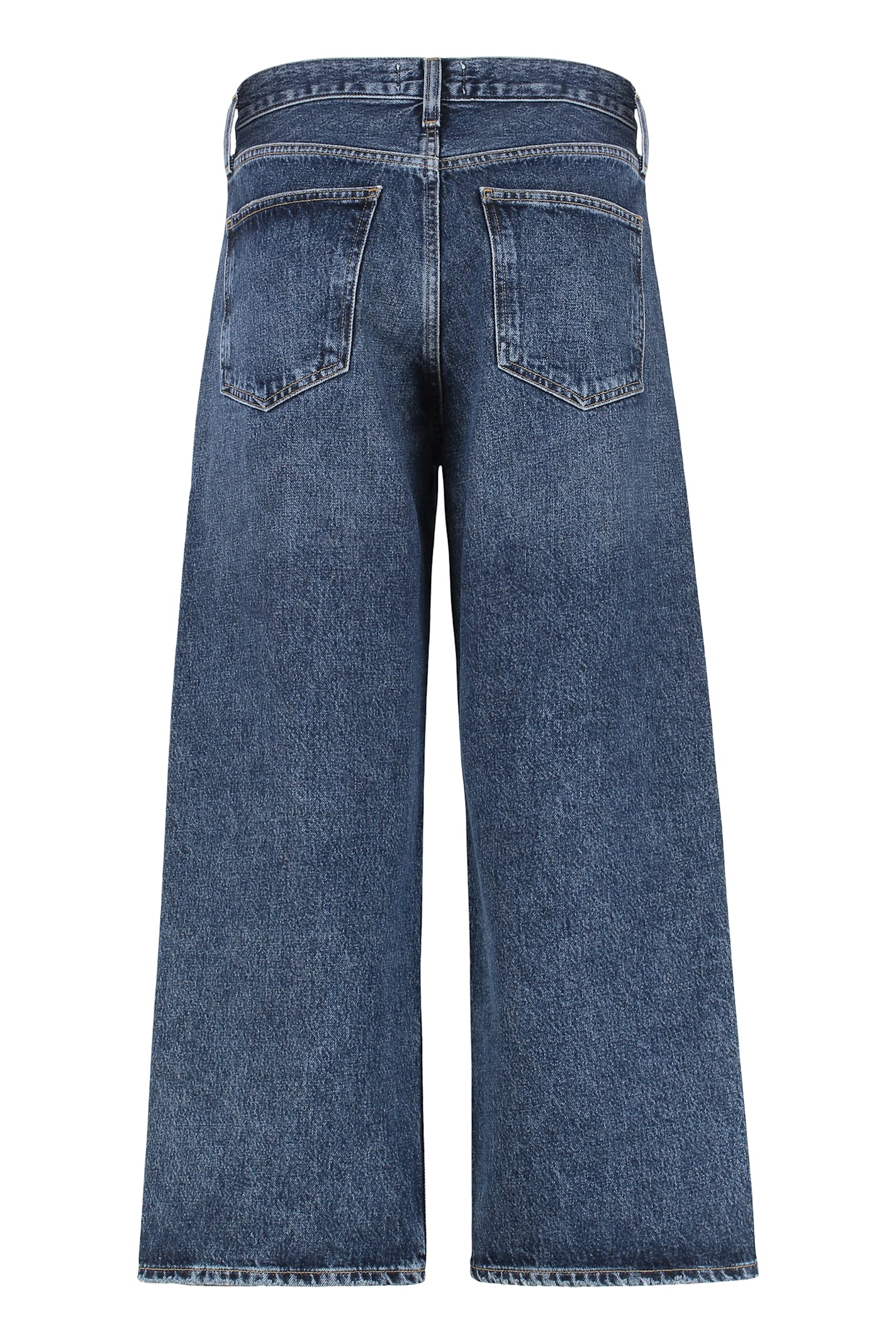 Agolde Denim Trousers With Belt Loops In Blue
