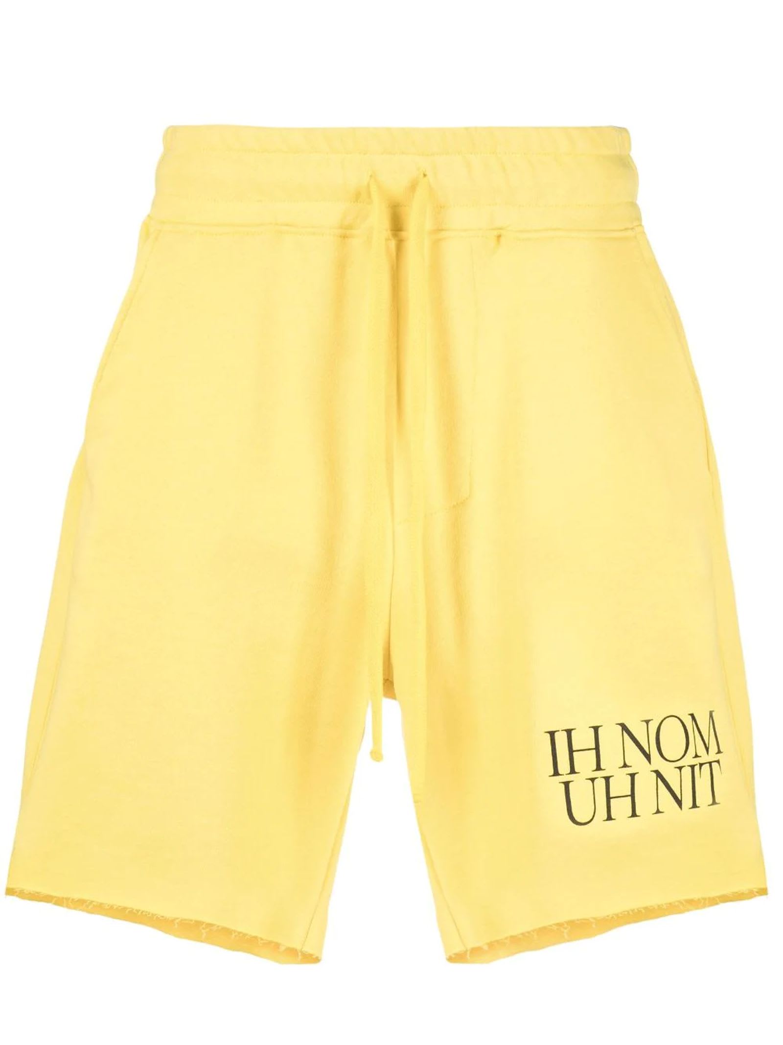 IH NOM UH NIT YELLOW COTTON TRACK SHORTS