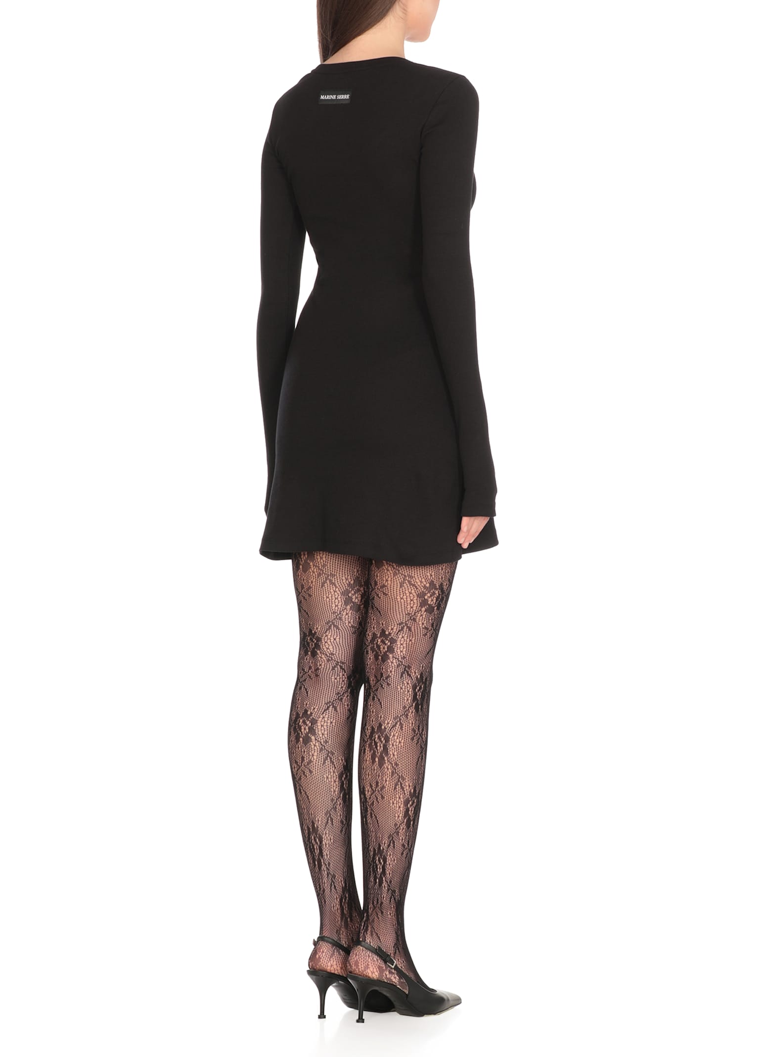 Marine Serre Crescent Moon-embroidered Mini Dress In Black