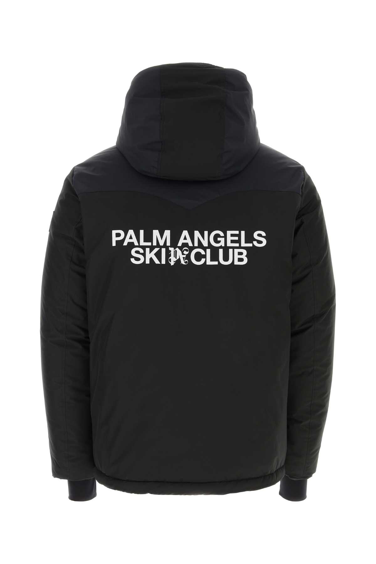 Palm Angels Black Polyester Pa Ski Club Ski Jacket In Blackwhite