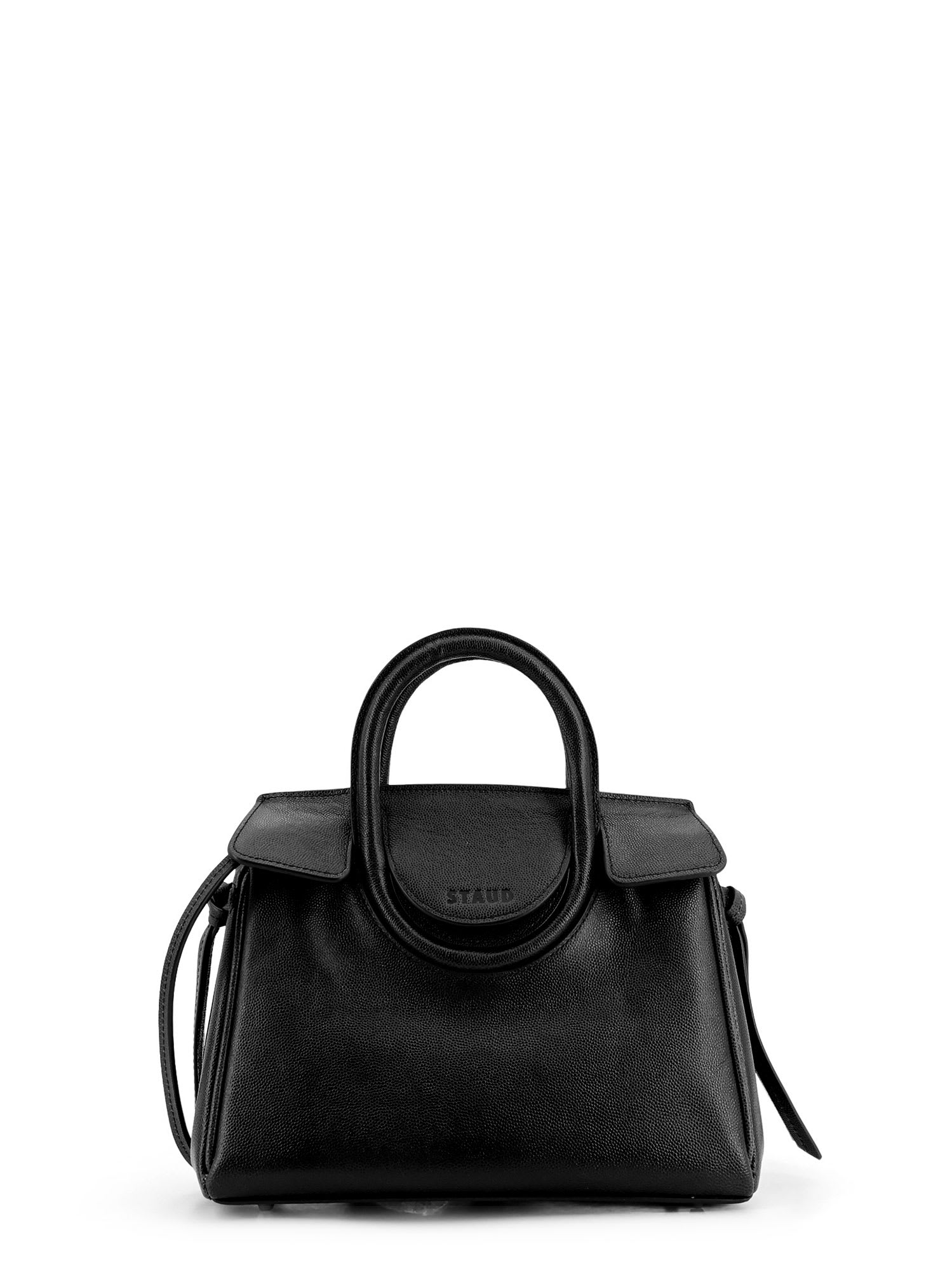 Staud Structured Textured Top Handle Shoulder Bag In Black