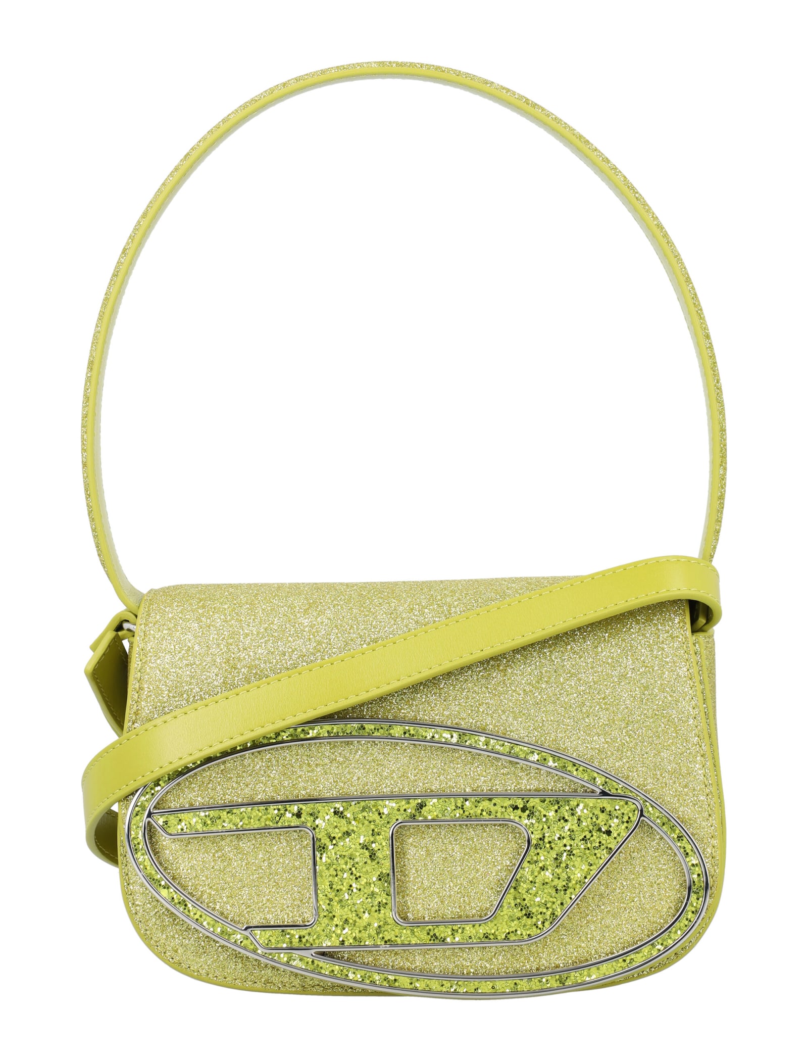 Shop Diesel 1dr Glitter Shoulder Bag In Yellow