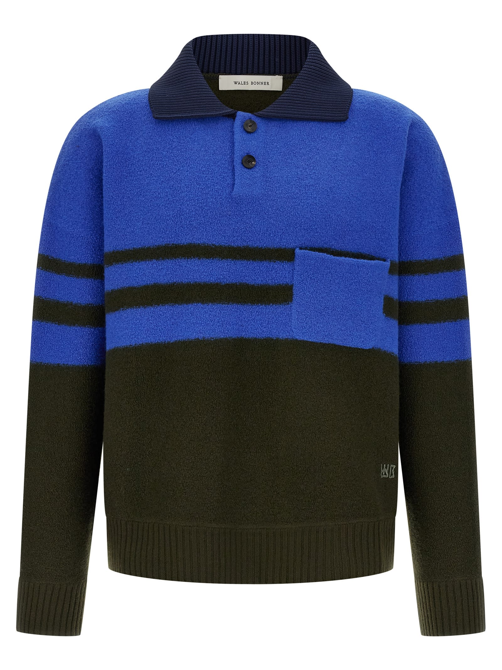 Wales Bonner Calm Stripe-panel Polo Shirt In Multi