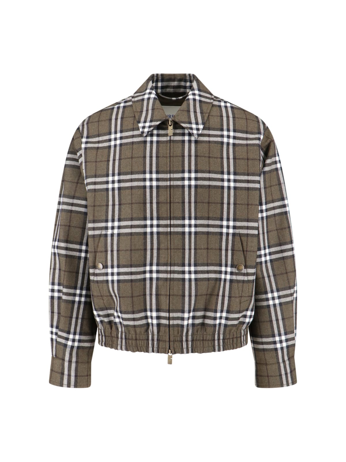 Burberry Men Check Pattern Wool Harrington Jacket In Multi