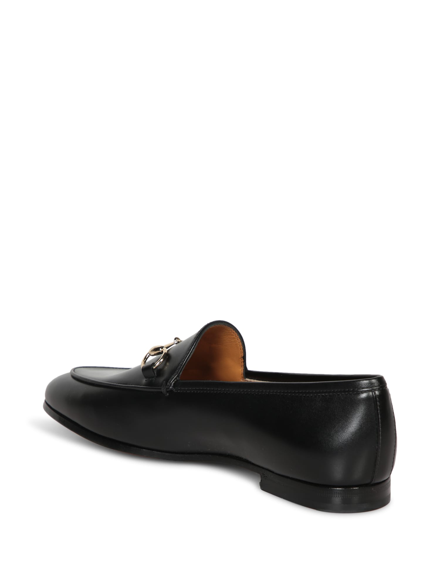 Shop Gucci Jordan Leather Loafers In Black