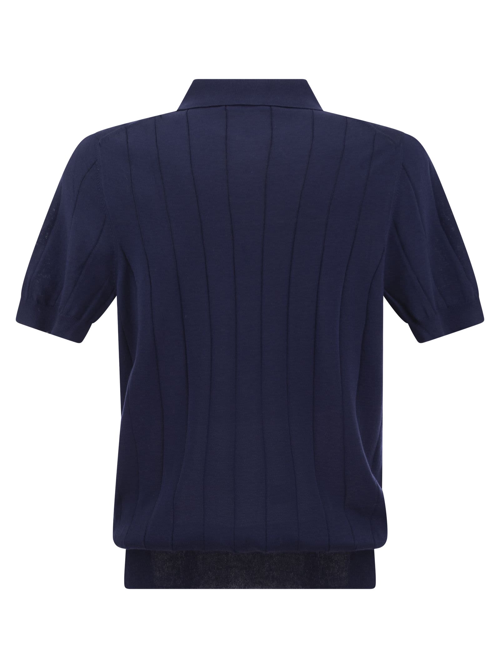 Shop Fay Knitted Polo Shirt In Blue