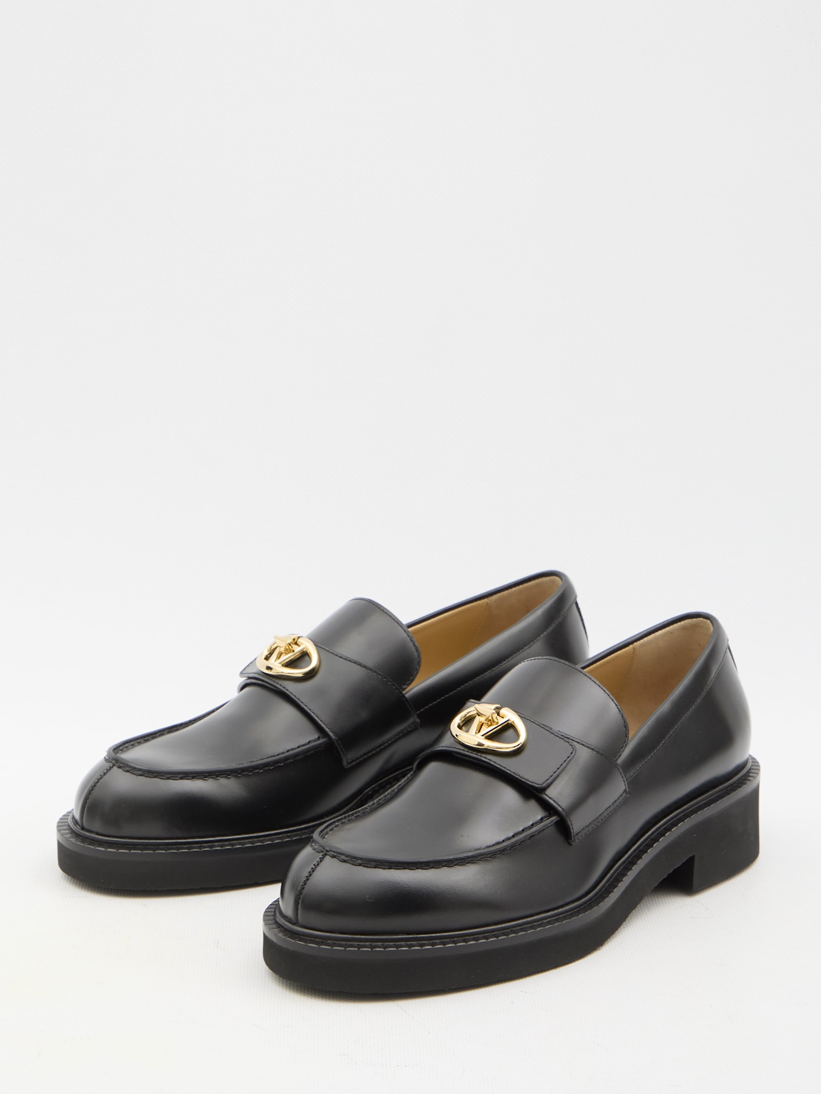 Shop Valentino Vlogo Locker Loafers In Black