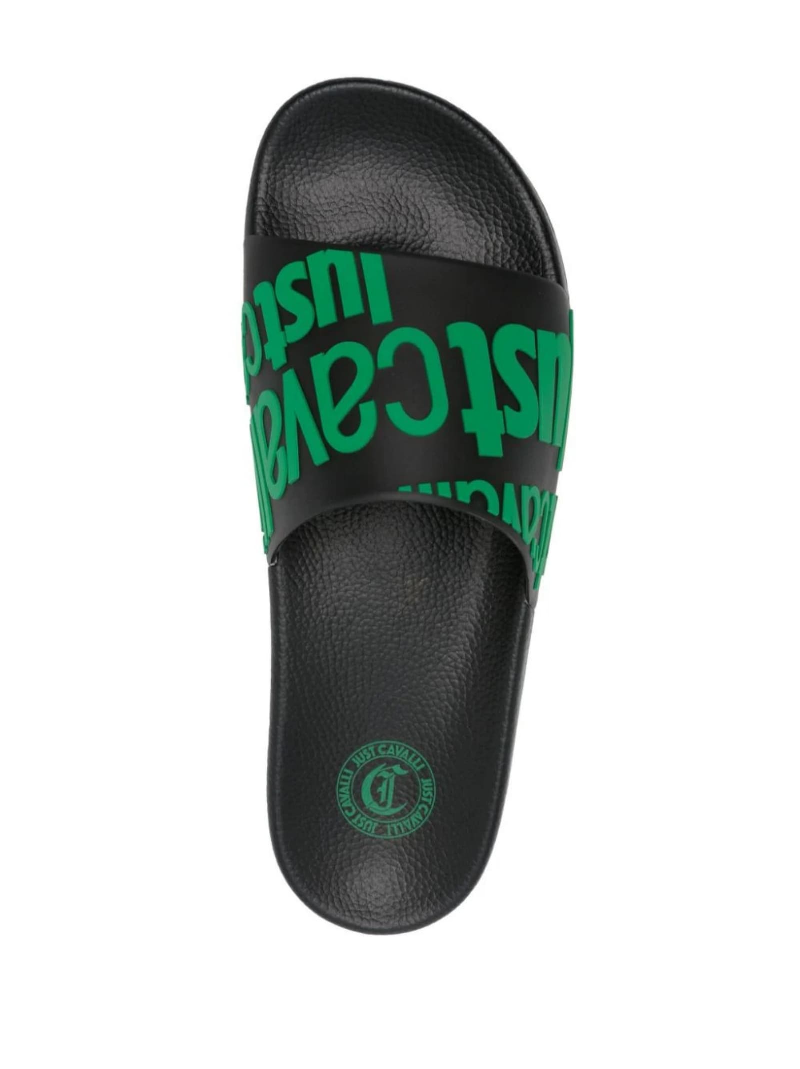 Just Cavalli Logo-embossed Slides In Black