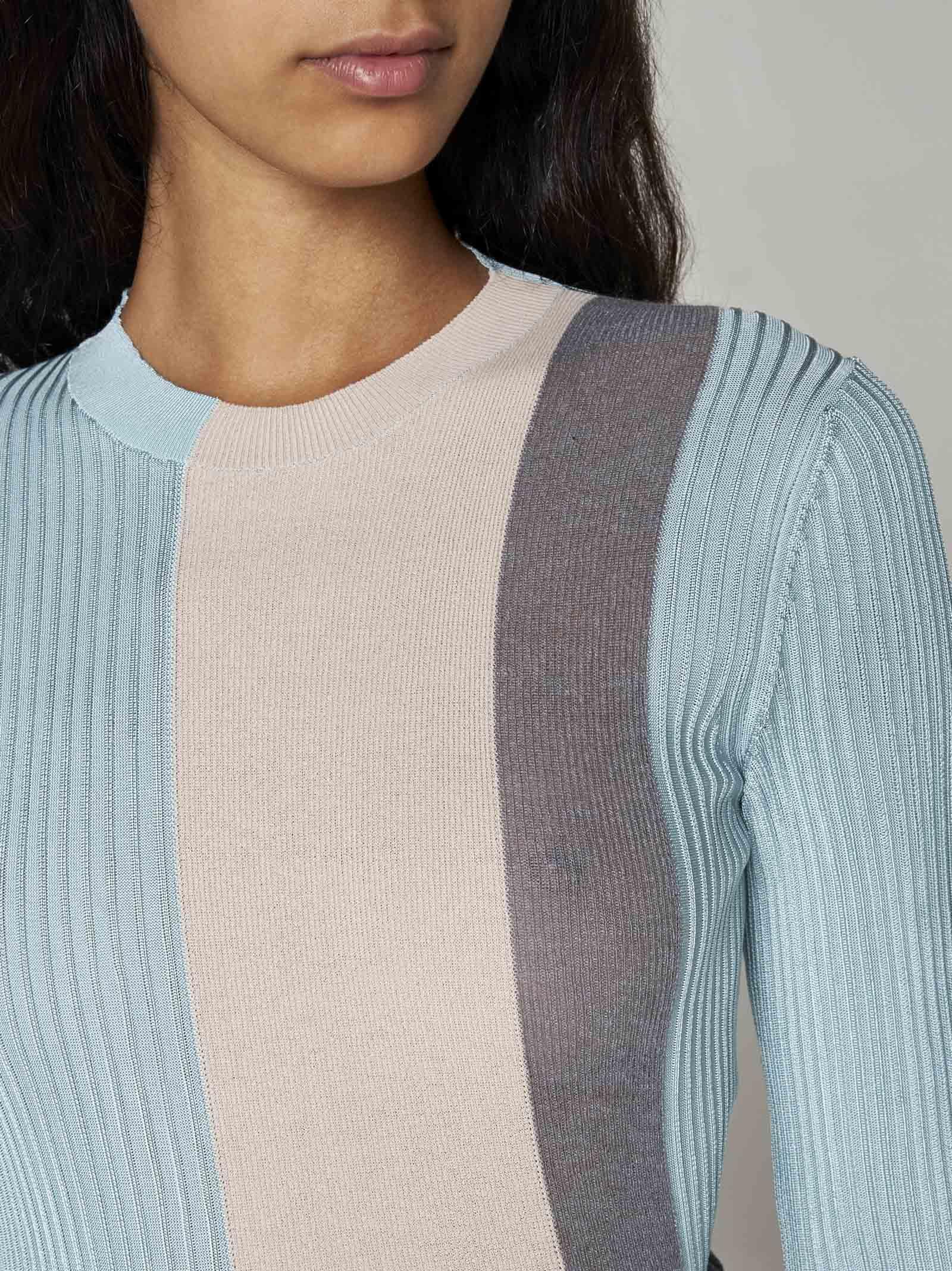 Shop Fendi Color-block Silk Sweater In Clear Blue