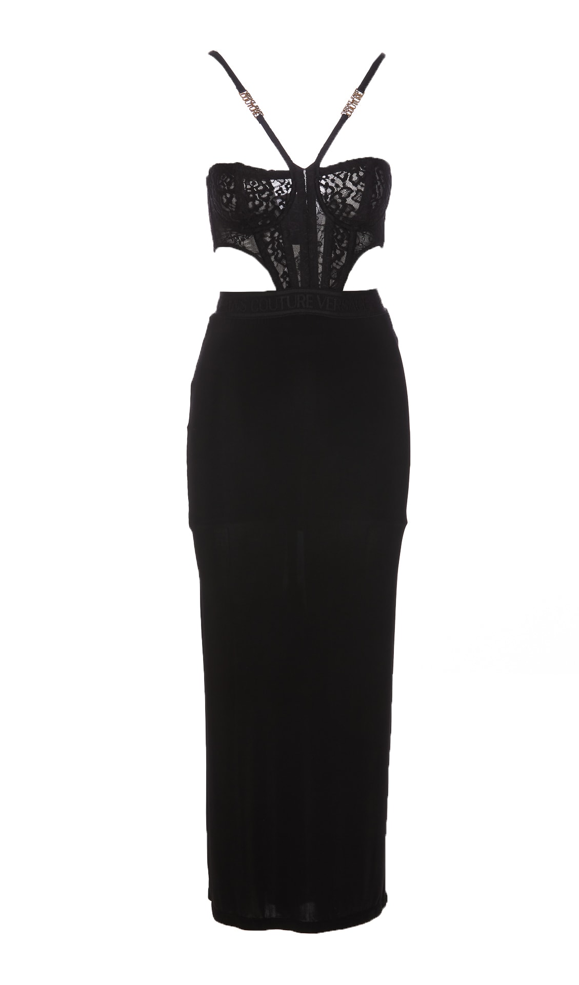 Shop Versace Jeans Couture Baroque Buckle Dress In Black