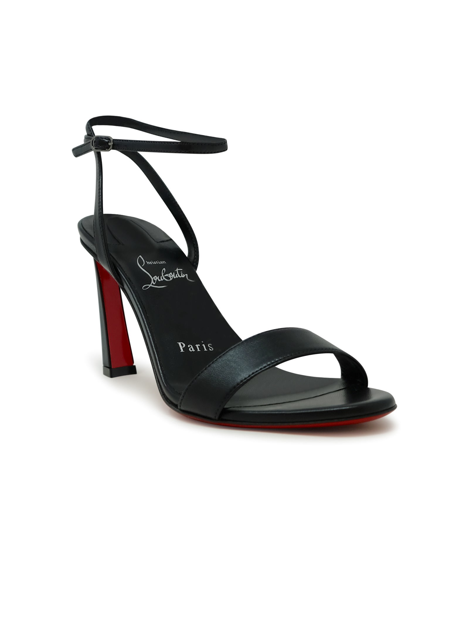 Christian Louboutin Black Pvc Leather Condora Queen 85 Sandals In Black