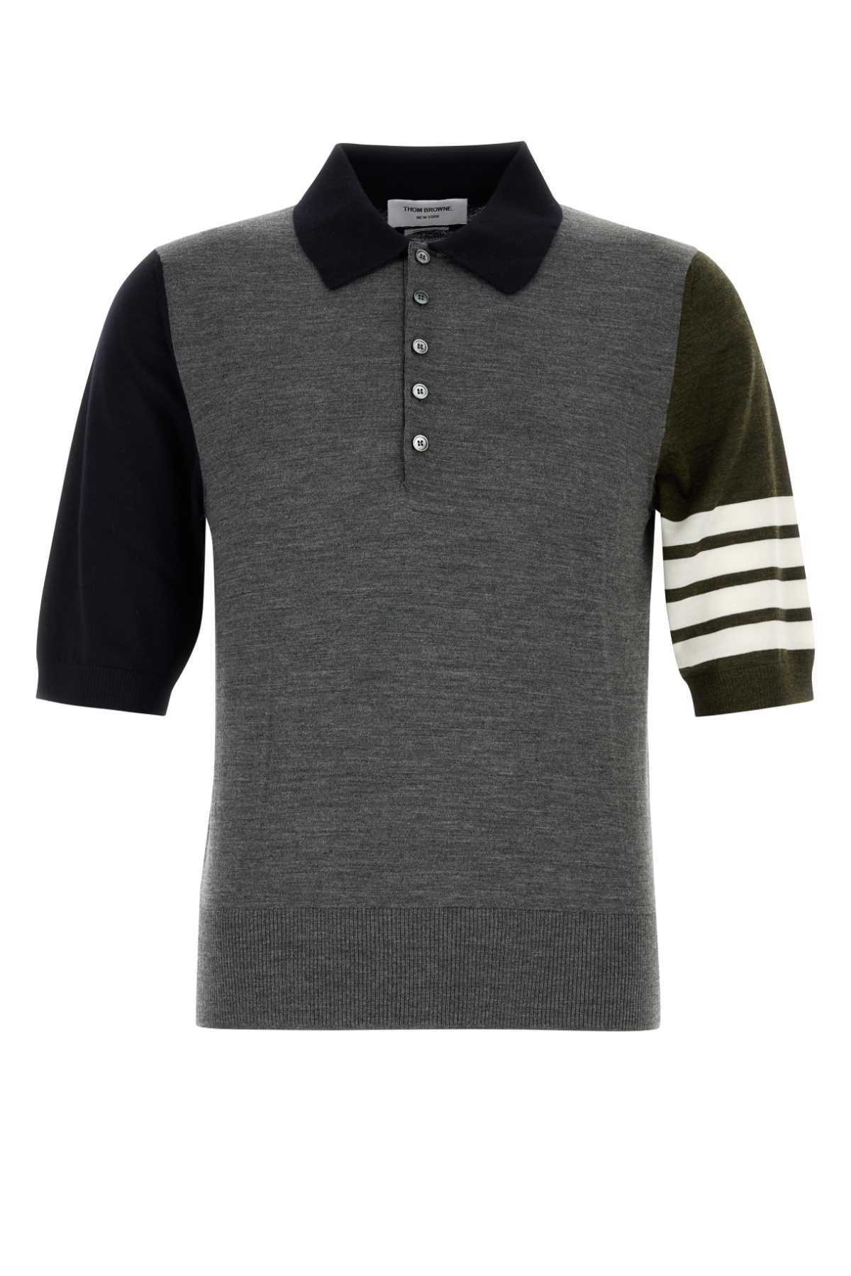 Shop Thom Browne Multicolor Wool Polo Shirt In Medgrey