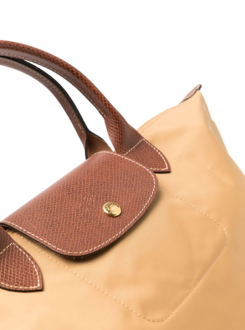 Longchamp M Le Pliage Original Beige Handbag With Embossed Logo In Canvas Woman In Beige