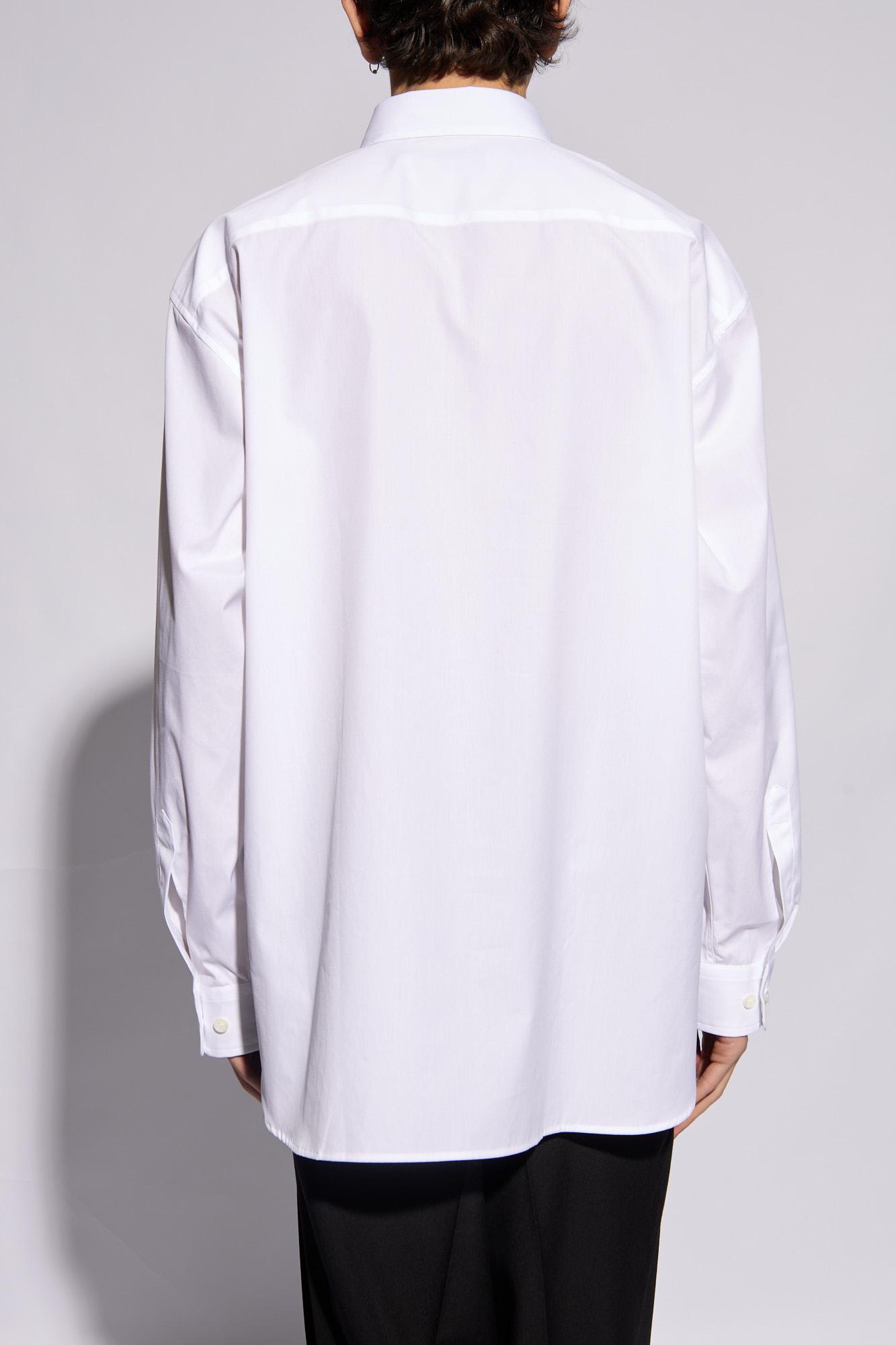 Shop Dries Van Noten Shirt With Pinstripes In White