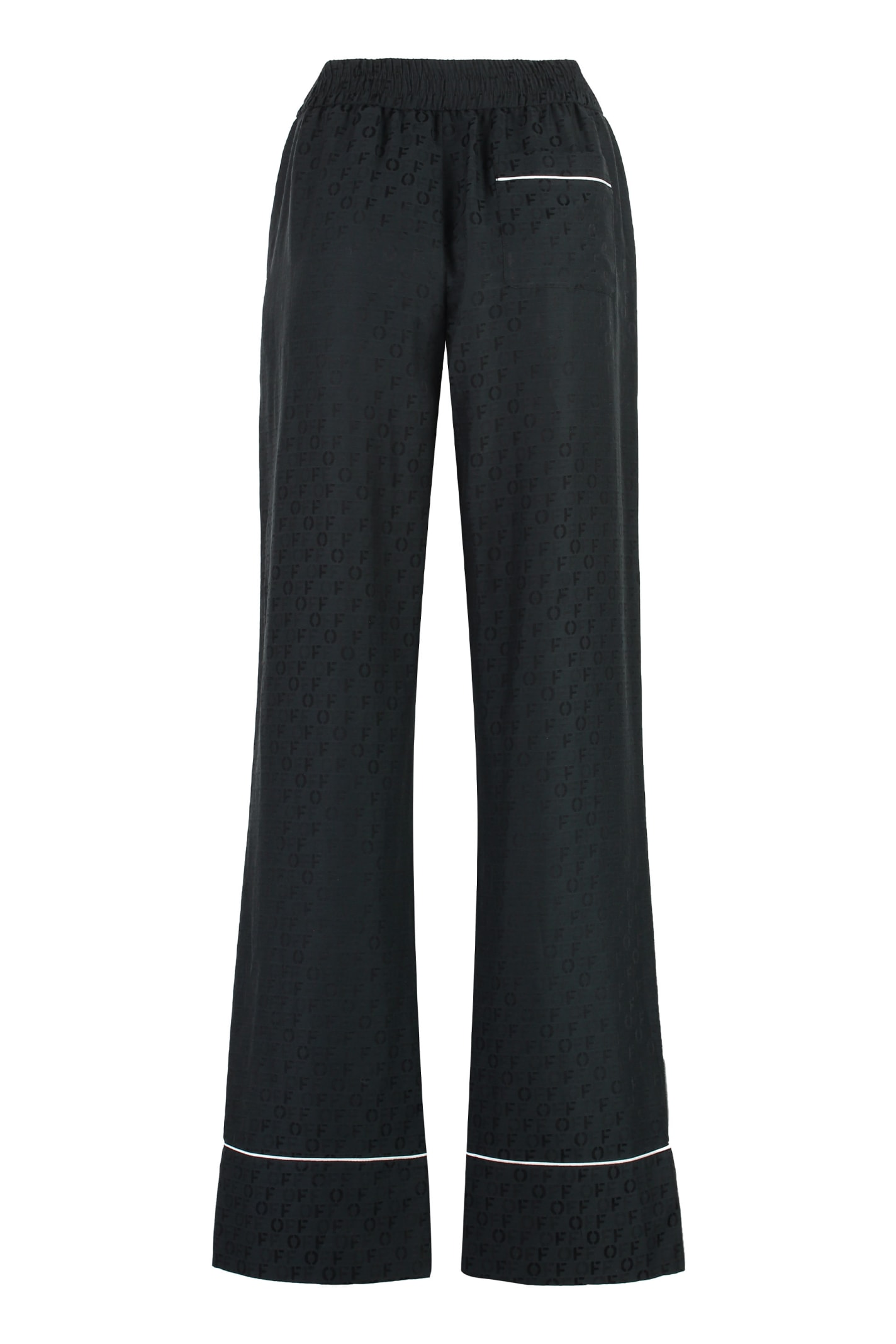 Shop Off-white Silk Blend Trousers In Black