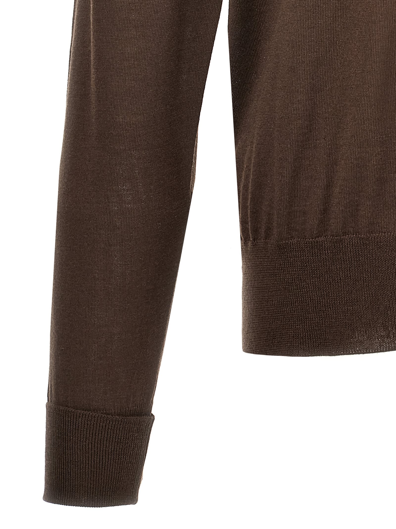 Pt Torino Lightweight Ribbed Turtleneck Sweater With Long Sleeves In Brown