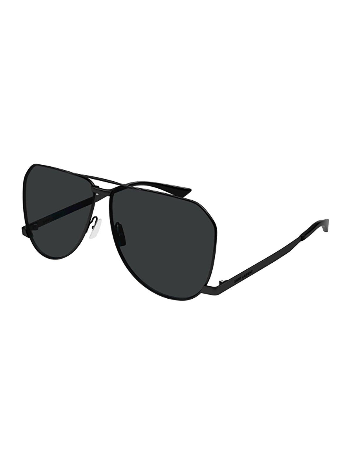 Shop Saint Laurent Aviator Sunglasses In 001 Black Black Black