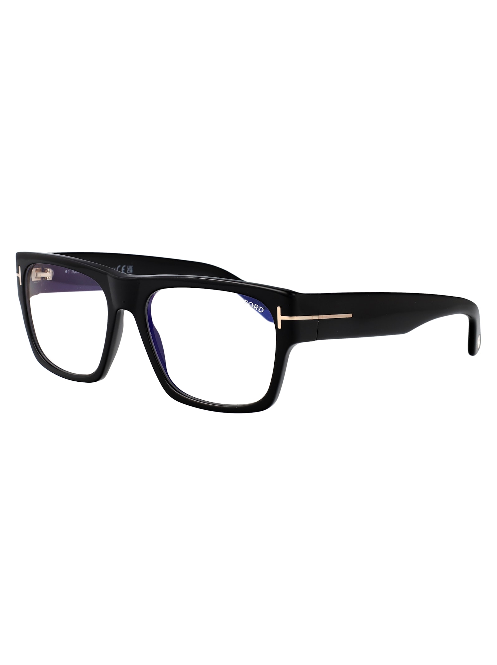 Tom Ford Ft5903b Logo-engraved Square-frame Glasses In Nero Lucido