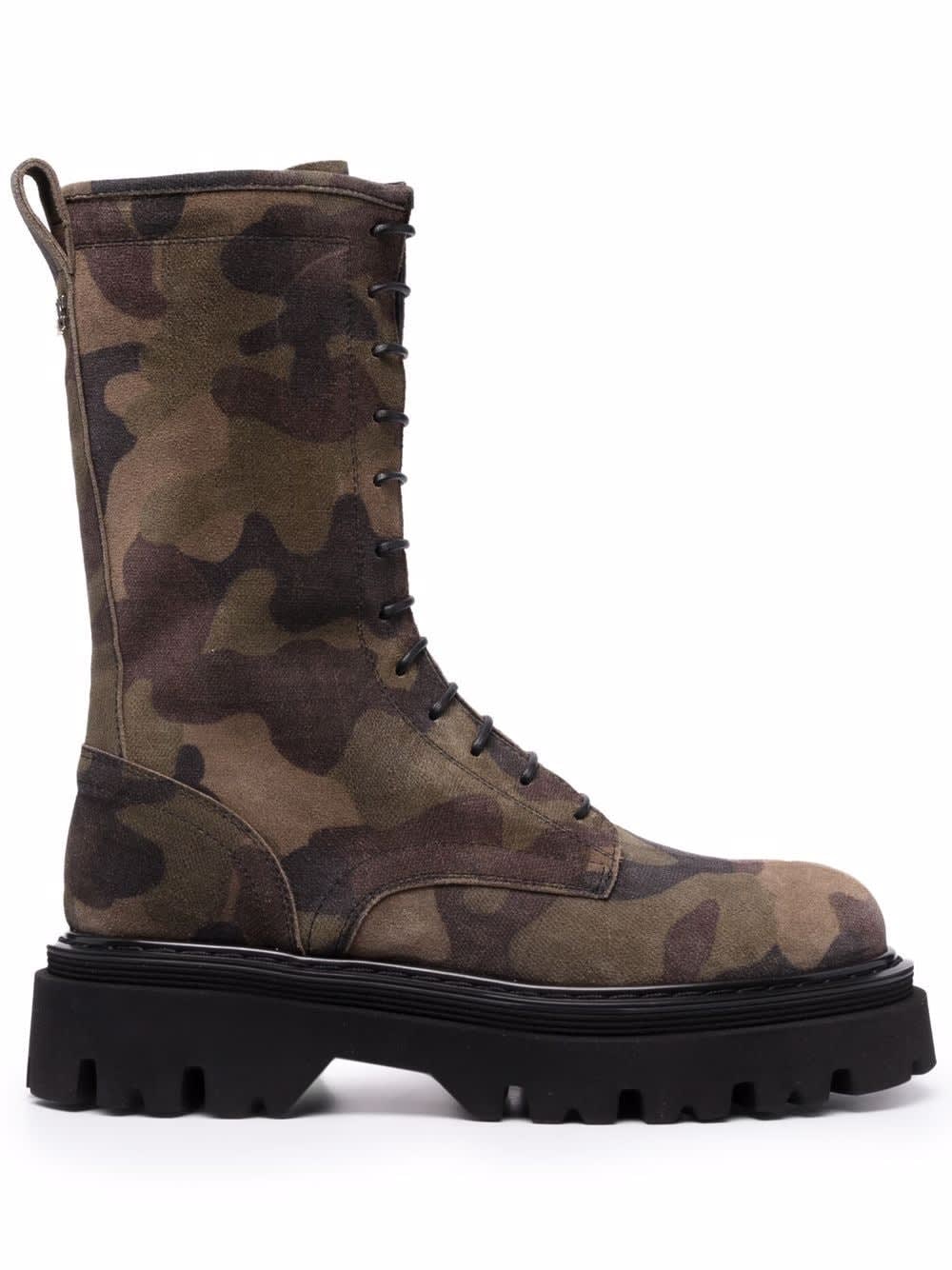 Casadei Camouflage Undercover Lace-up Ankle Boot