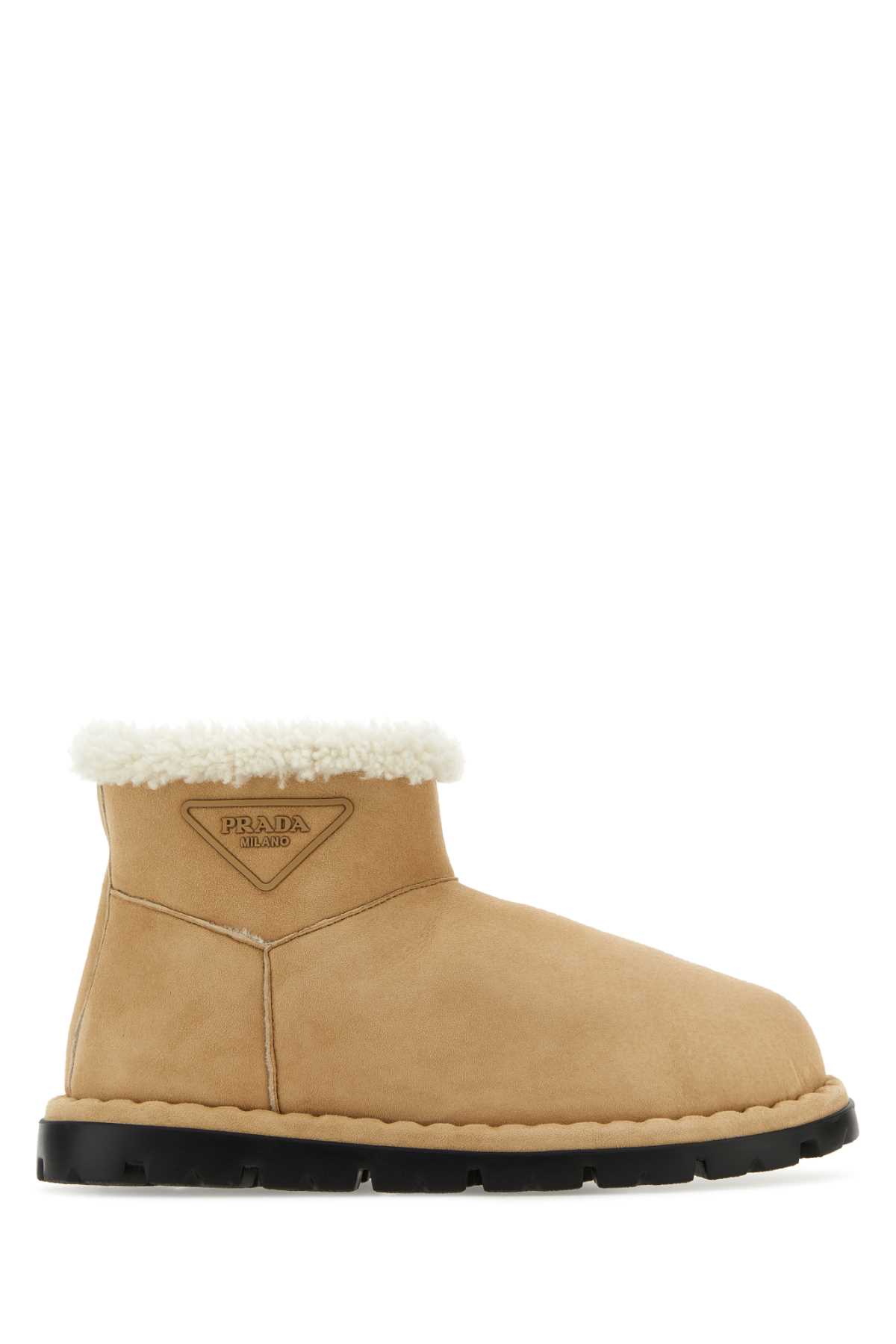 Prada Beige Suede Ankle Boots