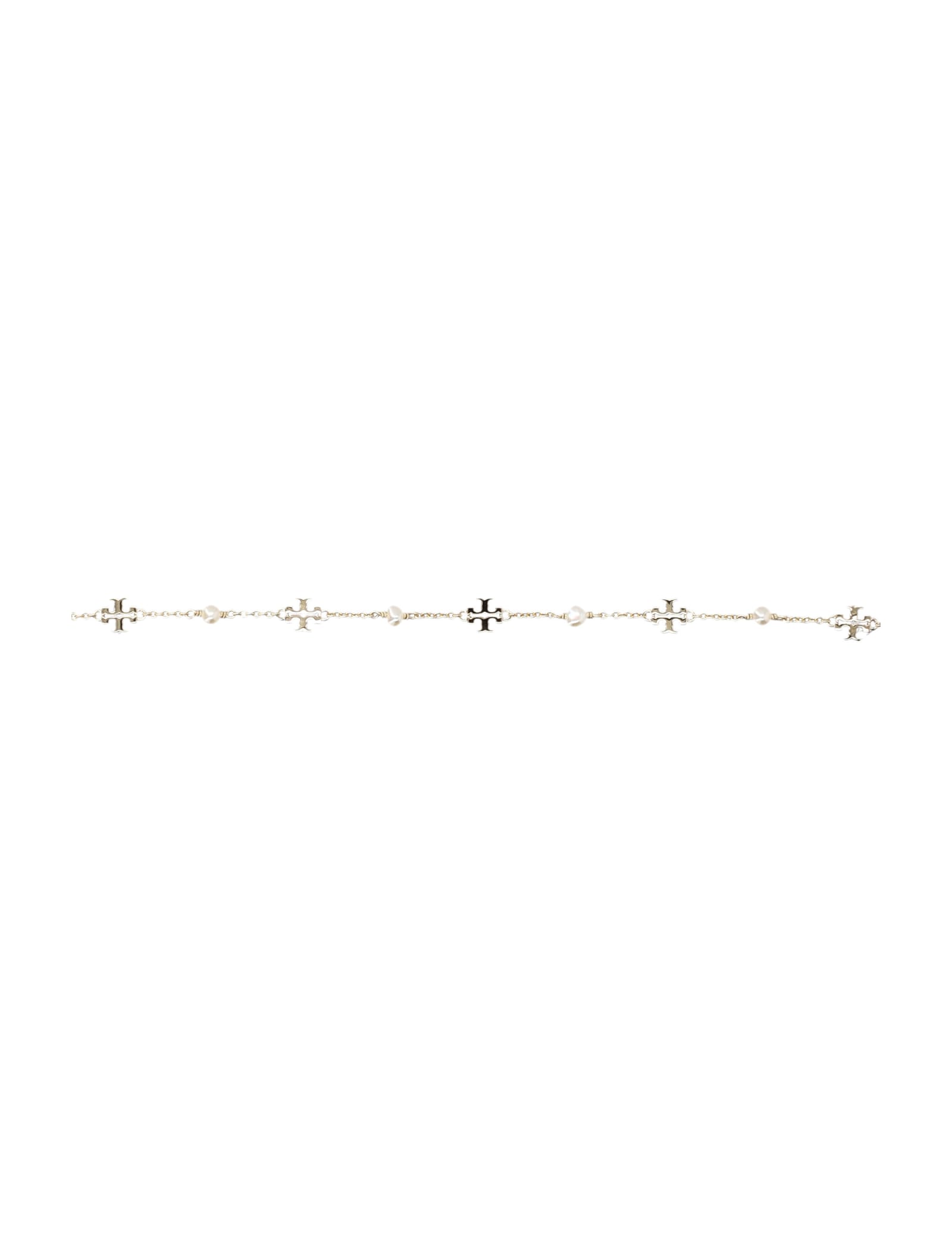 Shop Tory Burch Delicate Kira Pearl Chain Bracelet In Tory Gold / Pearl