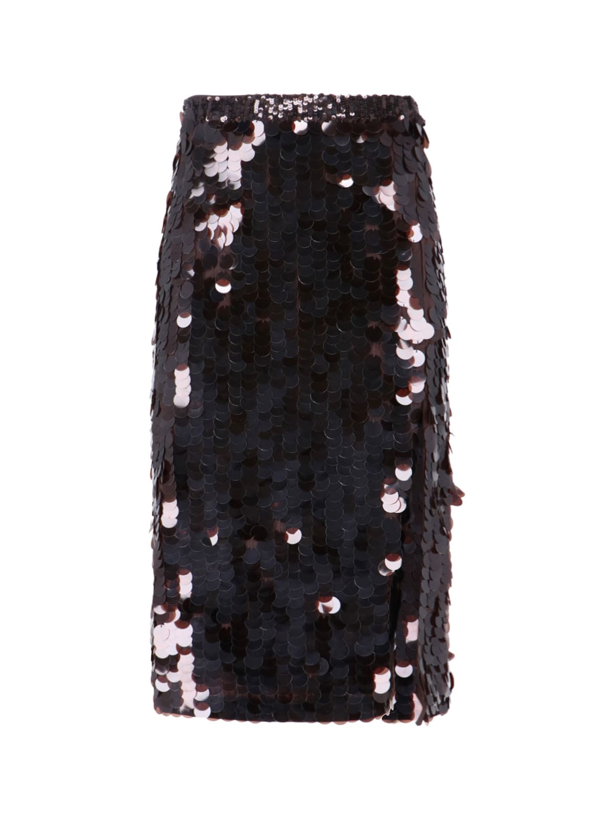 P.a.r.o.s.h Sequin Midi Skirt In Brown