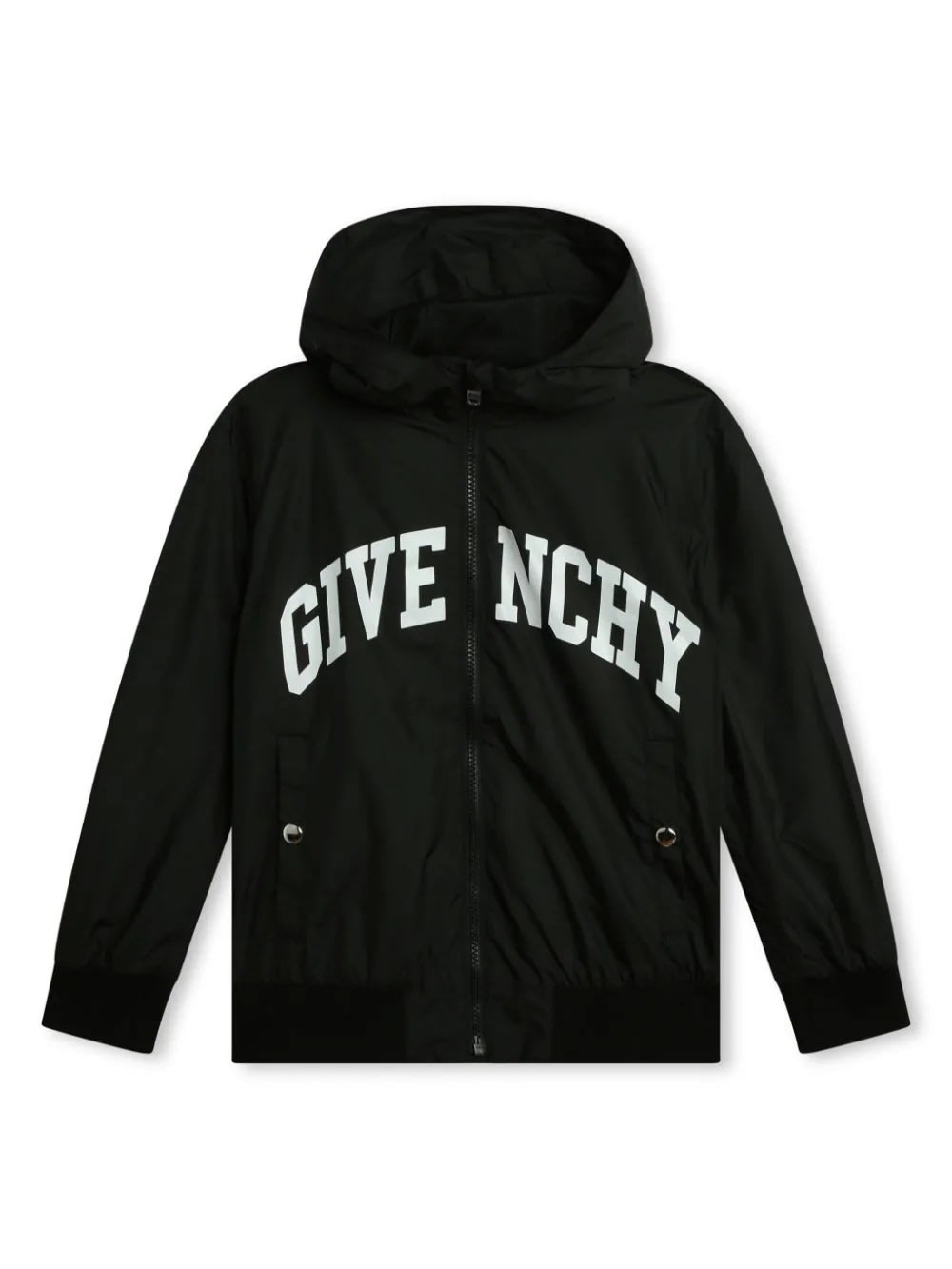 Shop Givenchy Black  Windbreaker With Zip And Hood
