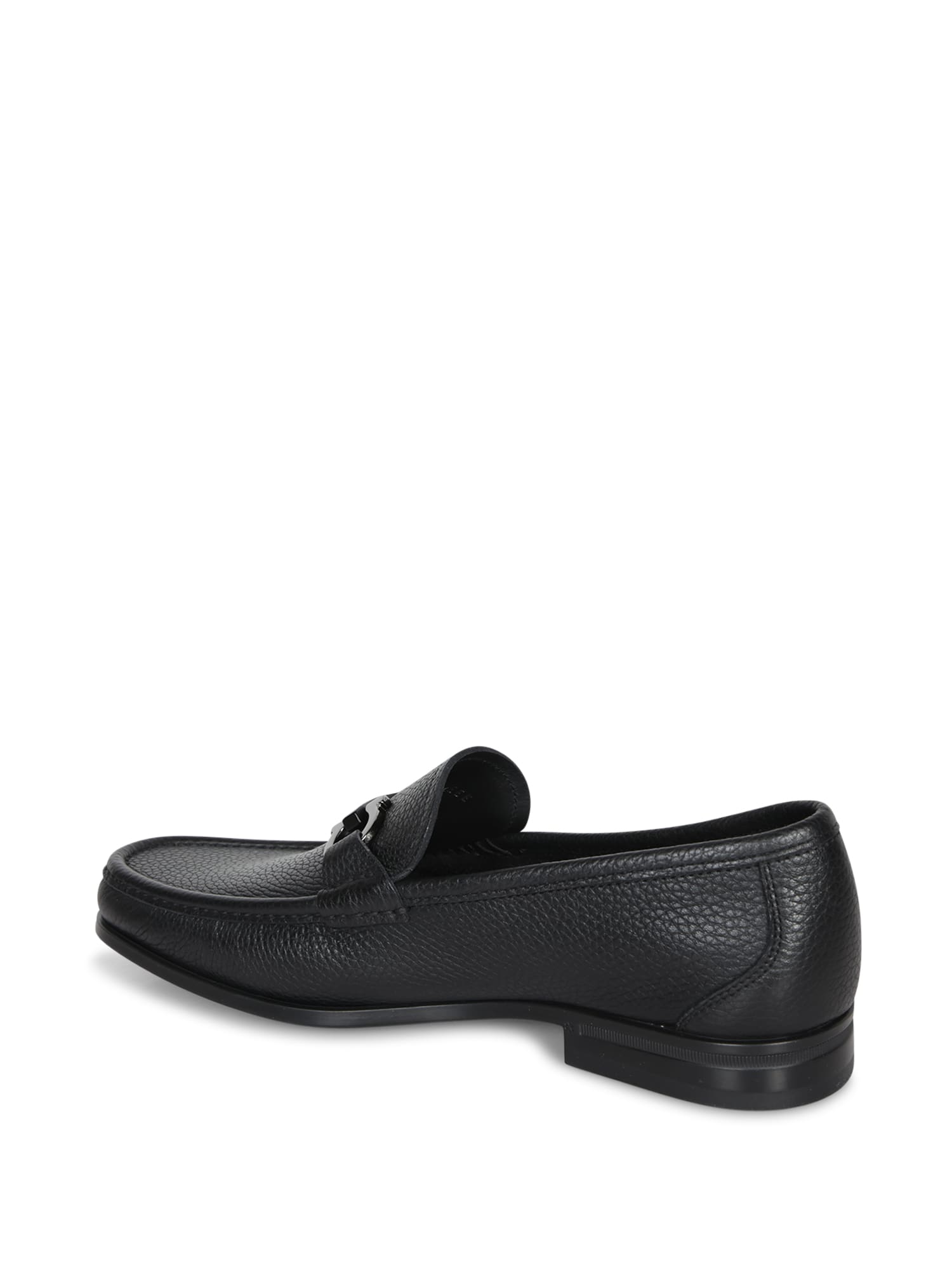 Ferragamo Grained Leather Gancini Loafers In Black