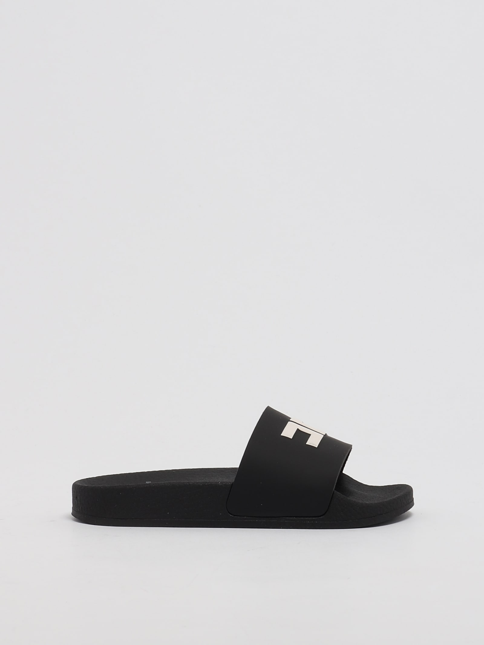 Shop Elisabetta Franchi Slides Sandal In Nero