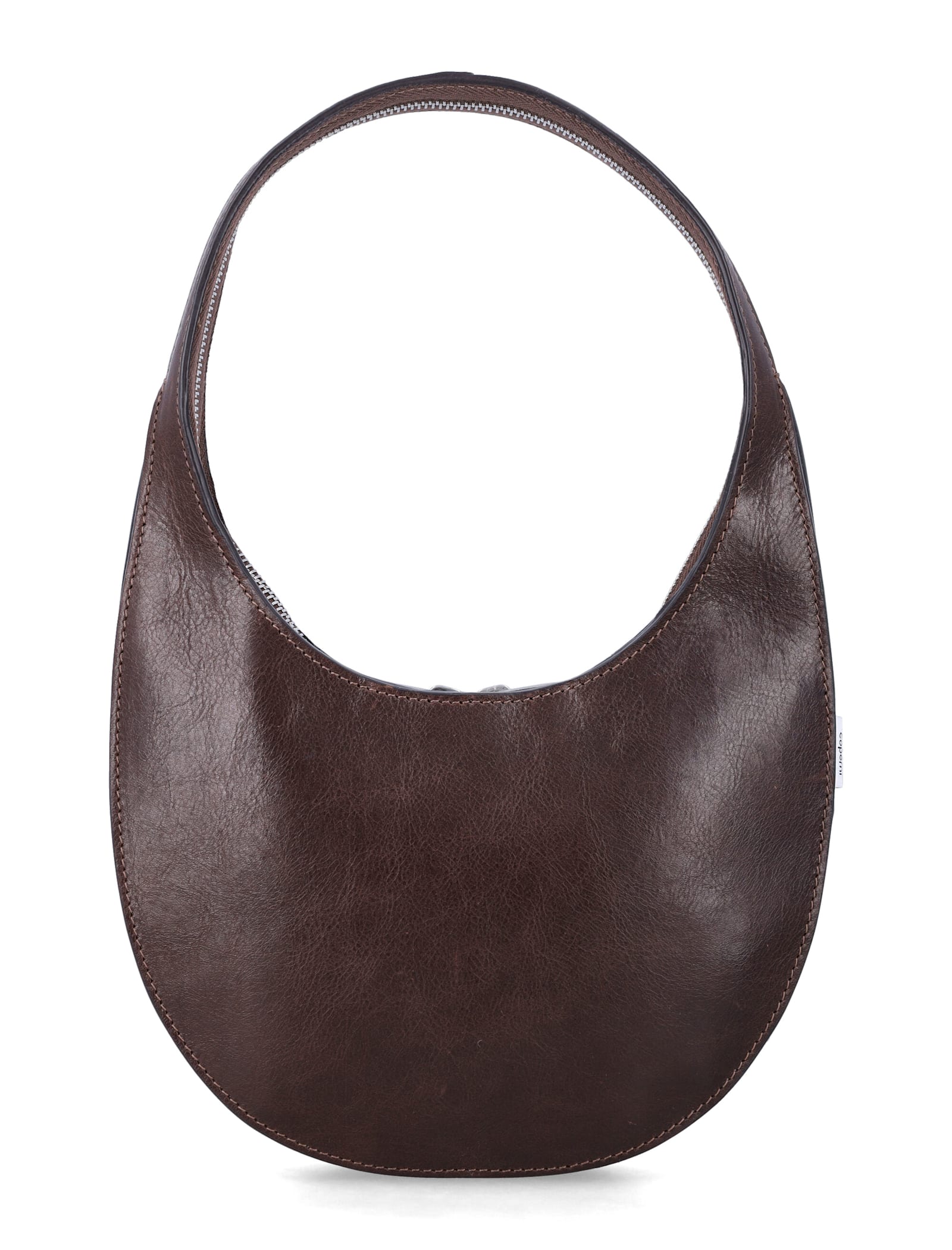 Coperni Crescent-shaped Small Handbag With Polished Finish In Brown