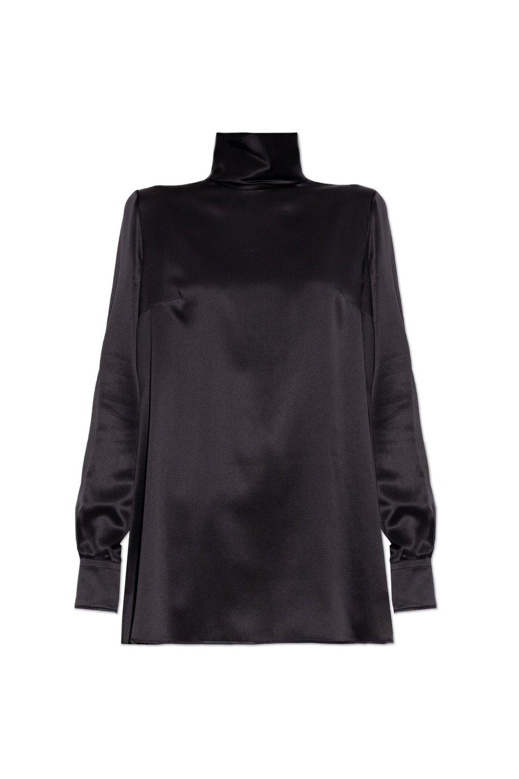 High Neck Satin Blouse