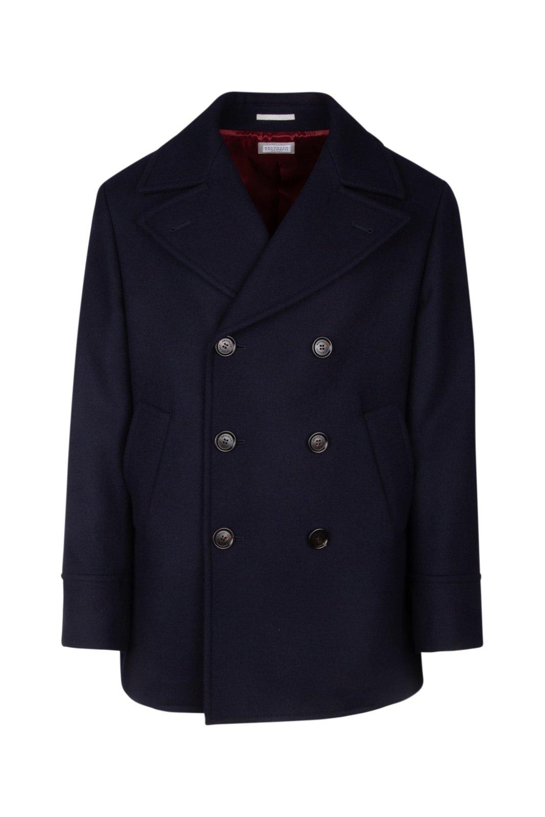 BRUNELLO CUCINELLI LONG-SLEEVED DOUBLE-BREASTED COAT