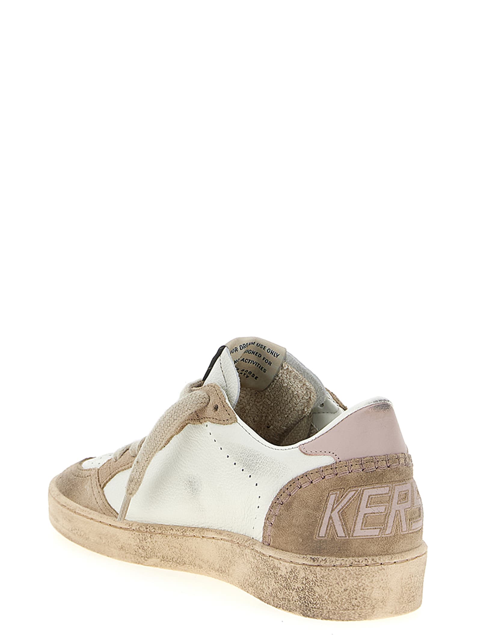 Golden Goose 'ballstar' White Low Top Sneakers With Glittered Star Patch On The Side And Glittered Heel With Logo In Black