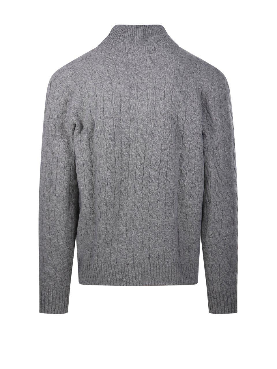 Shop Polo Ralph Lauren Pony Embroidered Cable-knit Jumper In Grigio