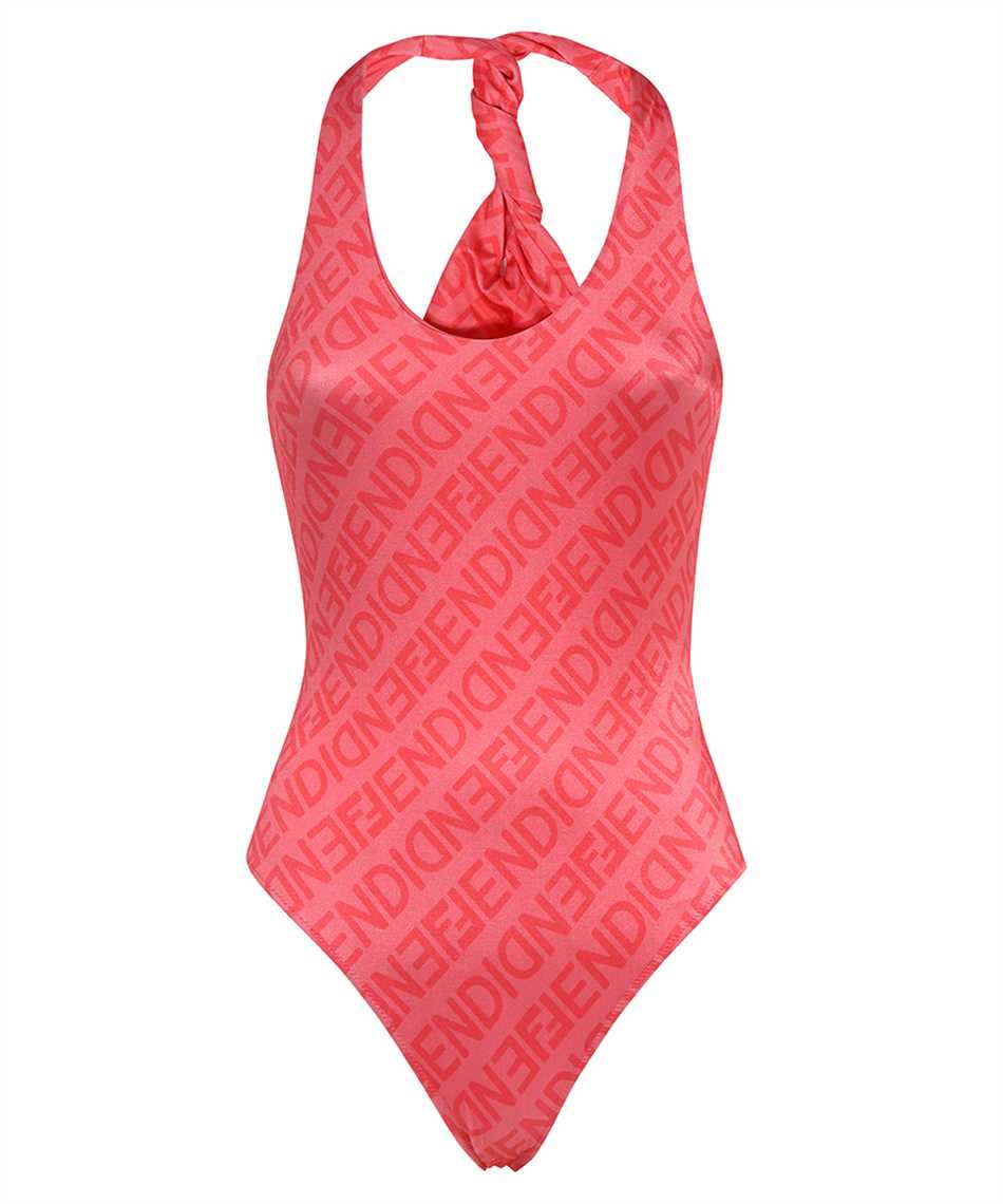 Shop Fendi One-piece Swimsuit With Logo In Fuchsia