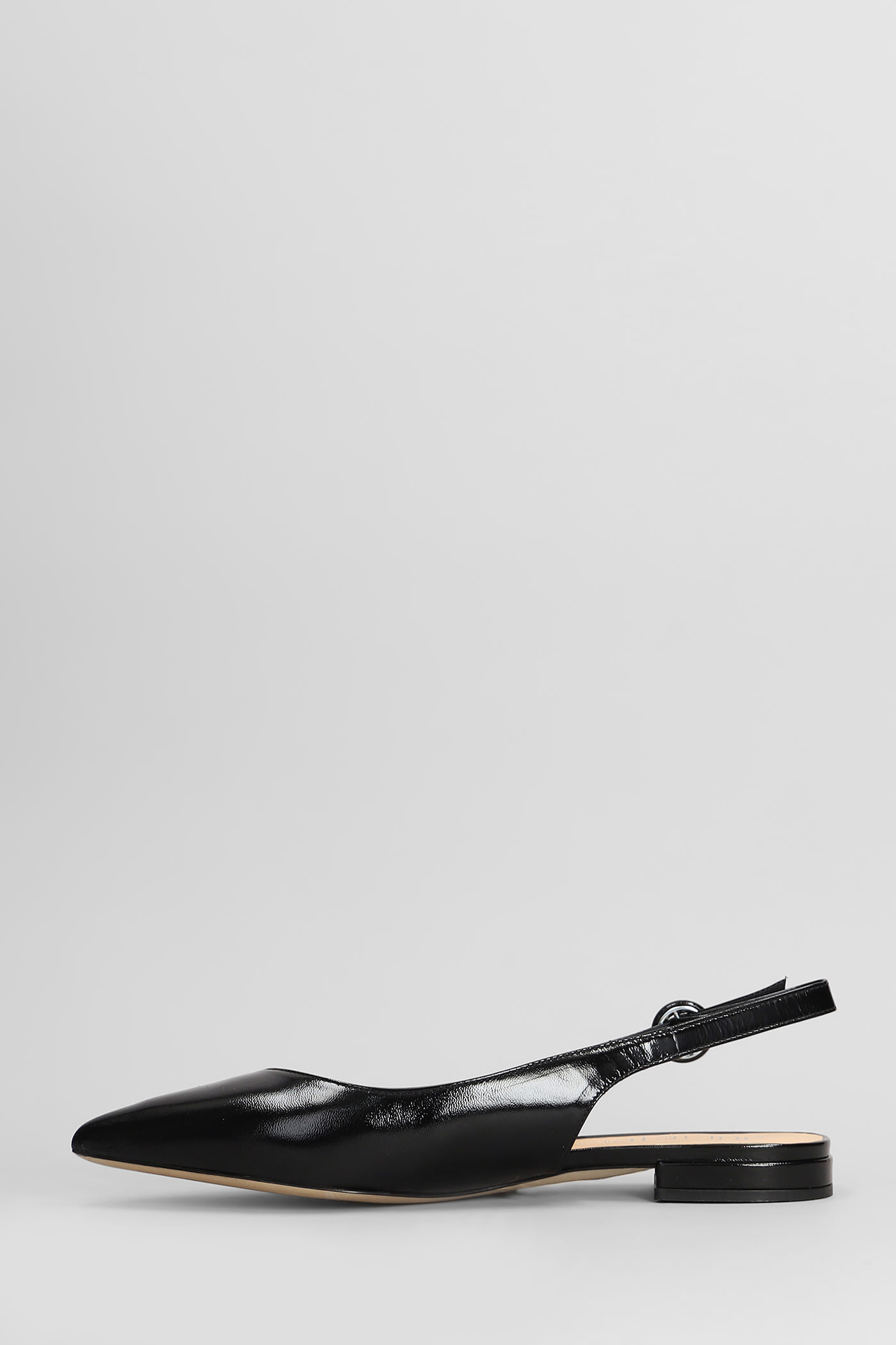 Julie Dee Ballet Flats In Black Leather In Black