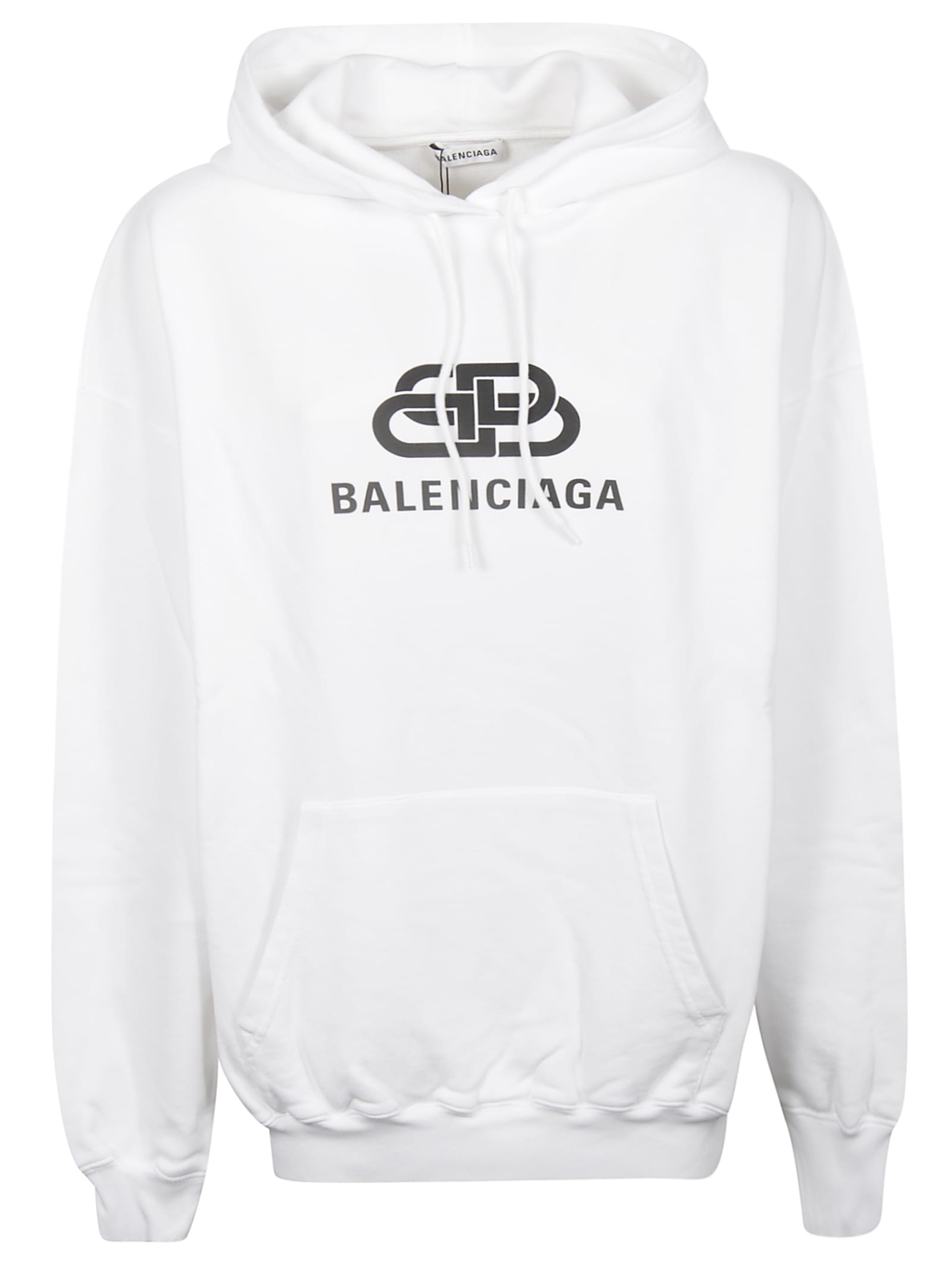 Balenciaga Logo Print Hoodie In Off White