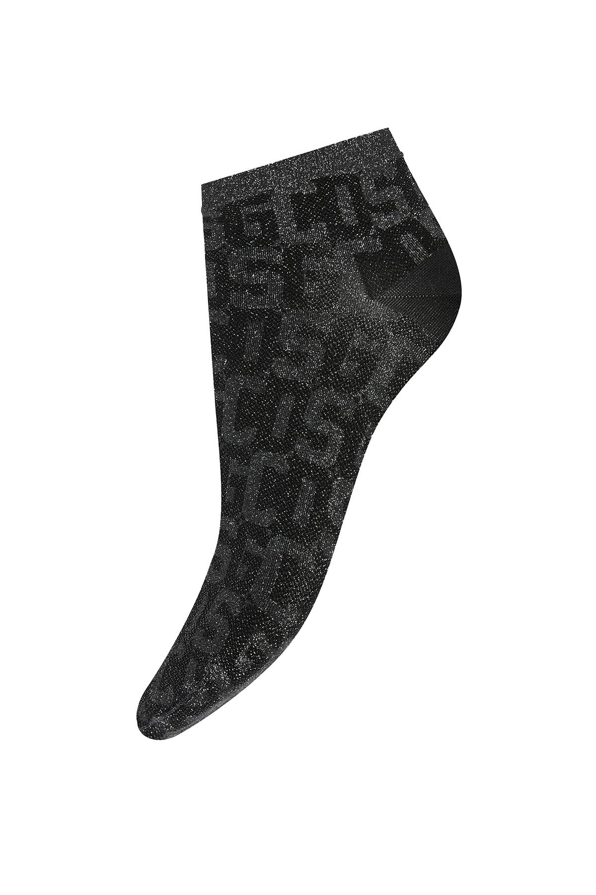 Shop Wolford Monogram Socks In Dark Mono (black)