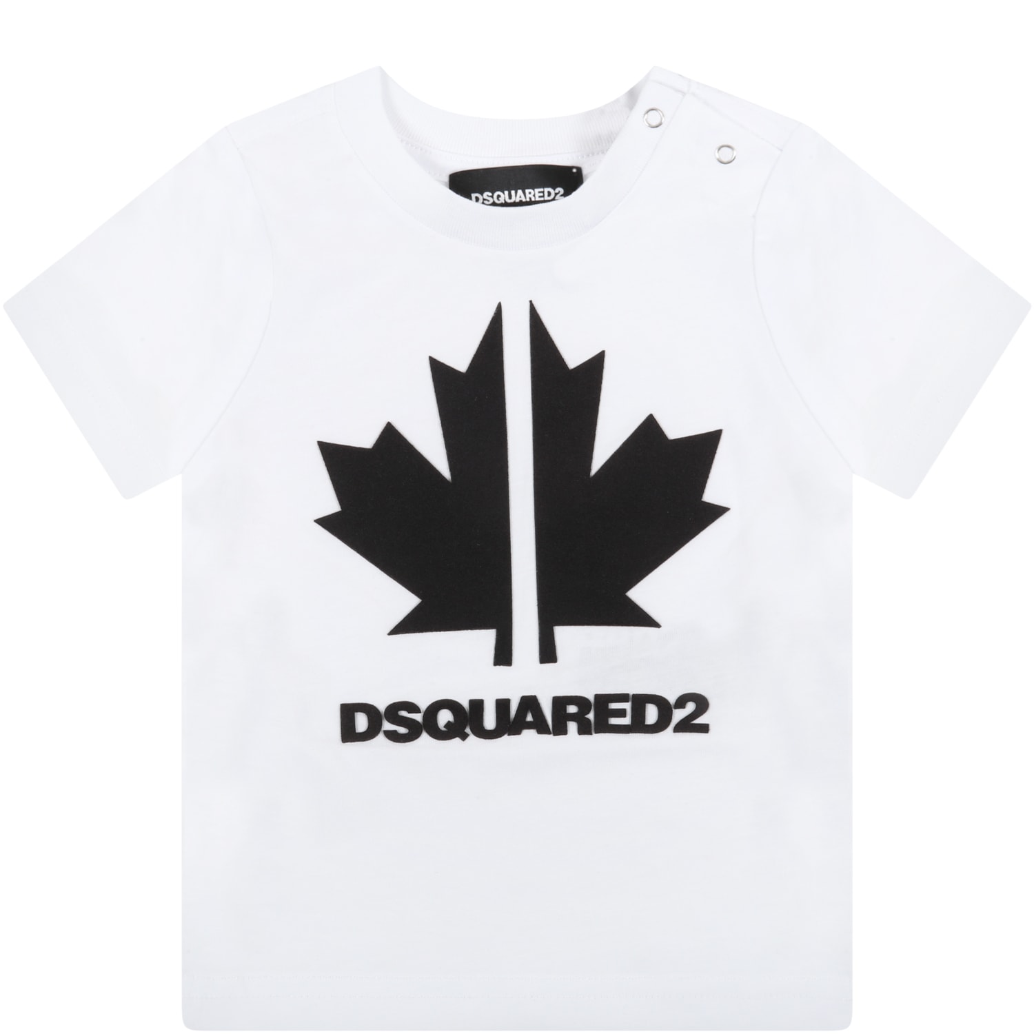Dsquared2 White T-shirt For Baby Boy With Maple Leaf