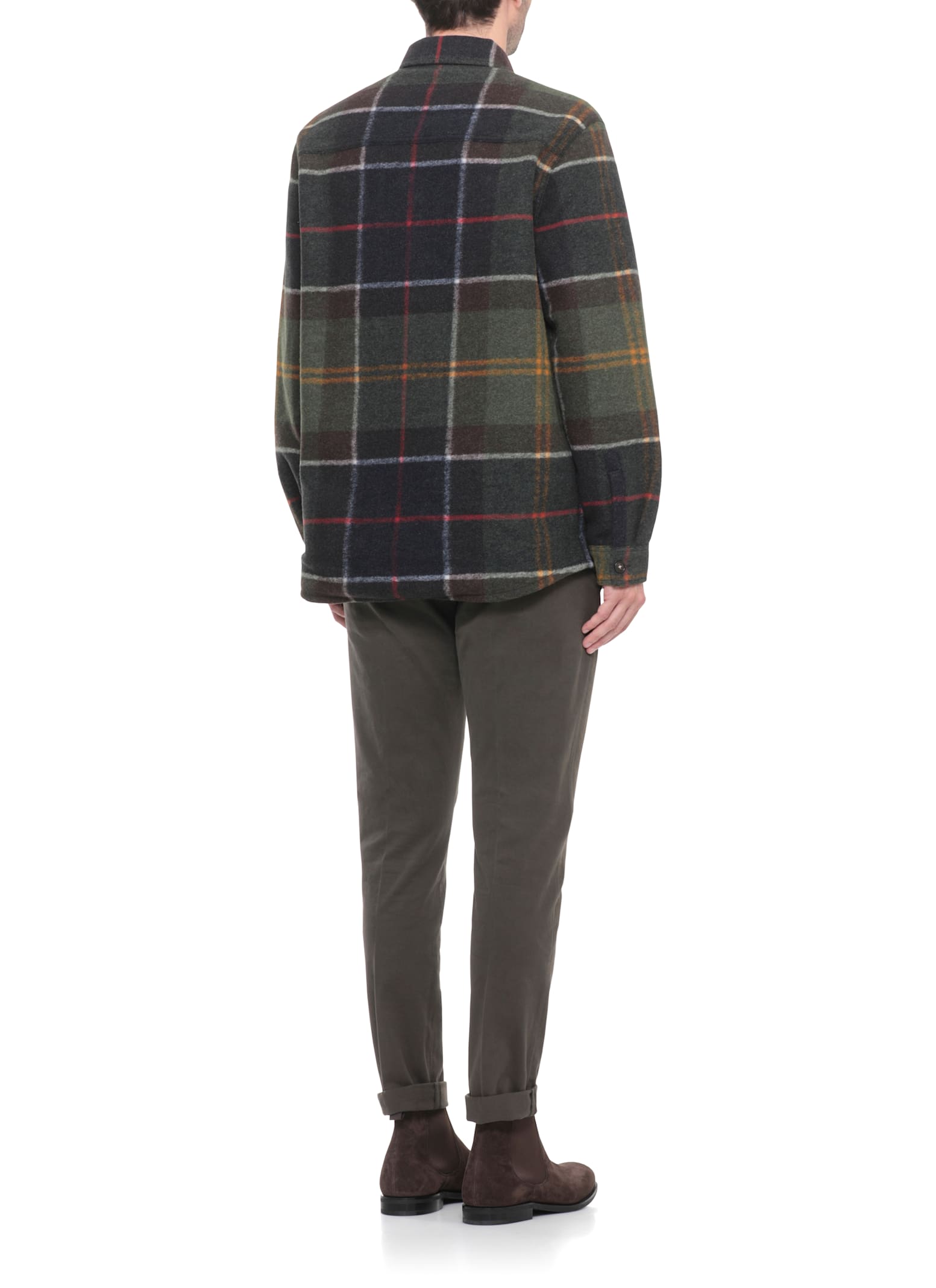 Barbour Chapter Tailored Fit Plaid Fleece Button-up Shirt Jacket In Green