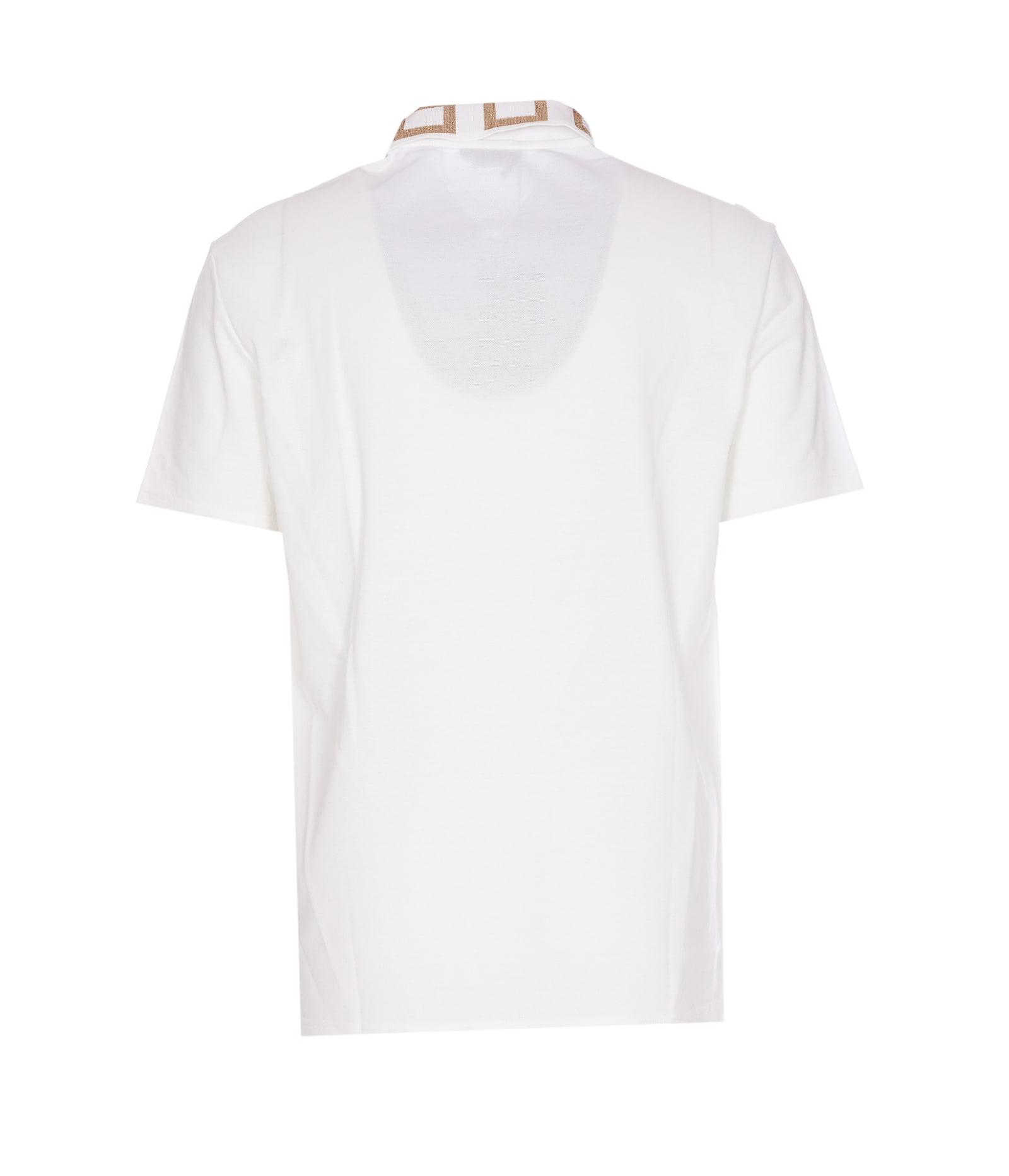 Shop Versace Greca Polo In White