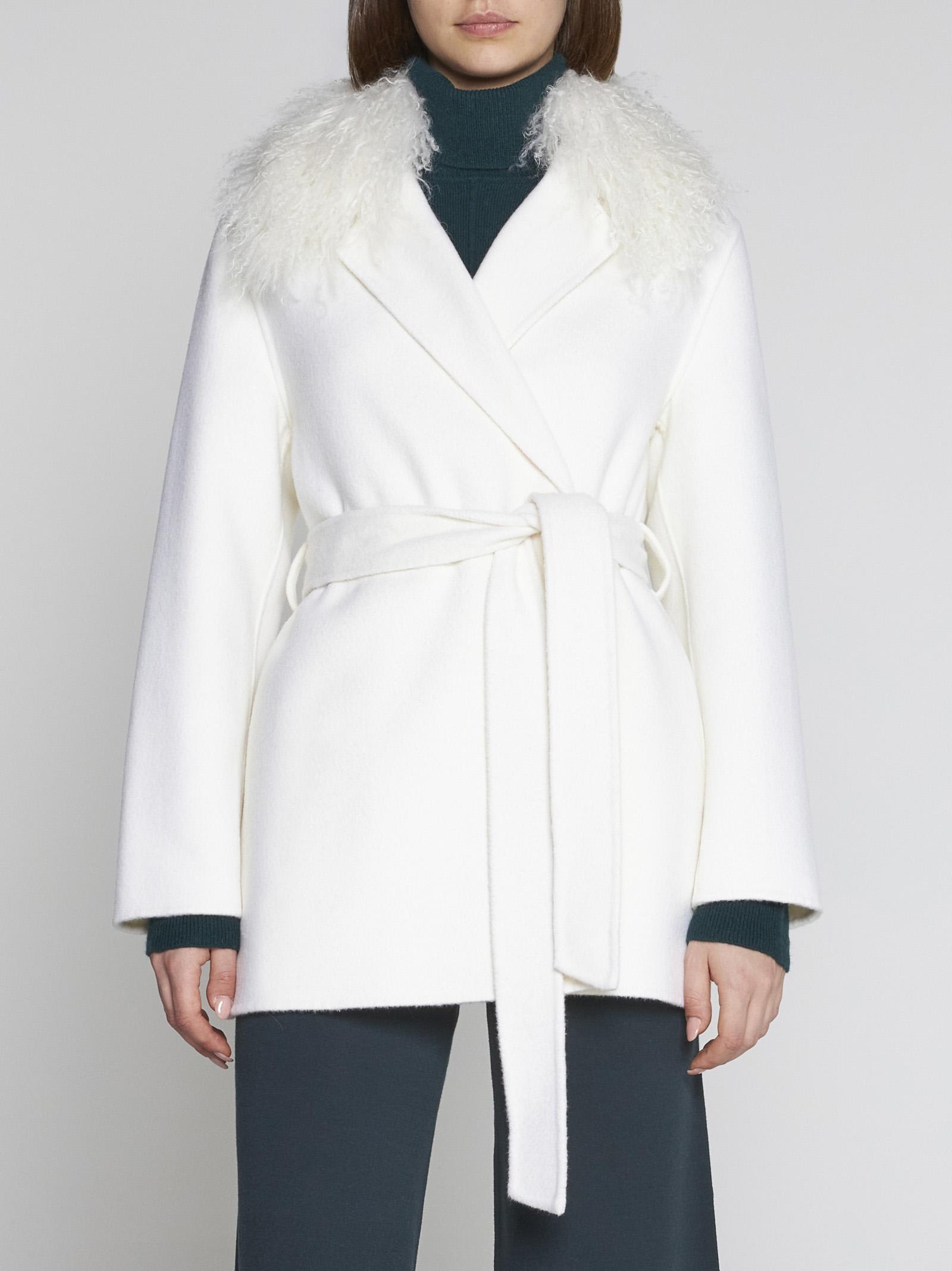 Shop P.a.r.o.s.h Pleak Wool Belted Coat In White