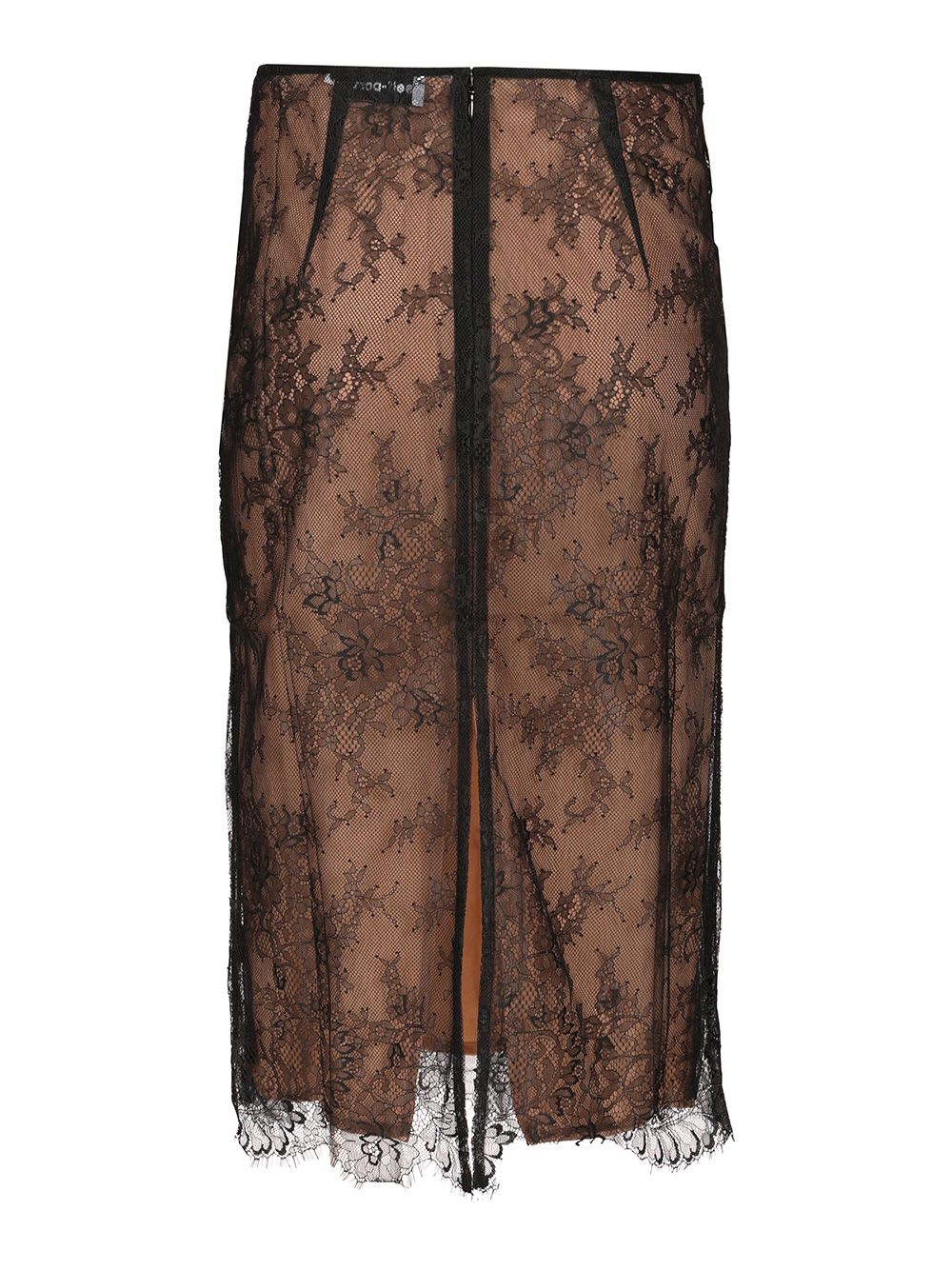 Self-portrait Lace Overlay Sheer Midi Skirt With Slit