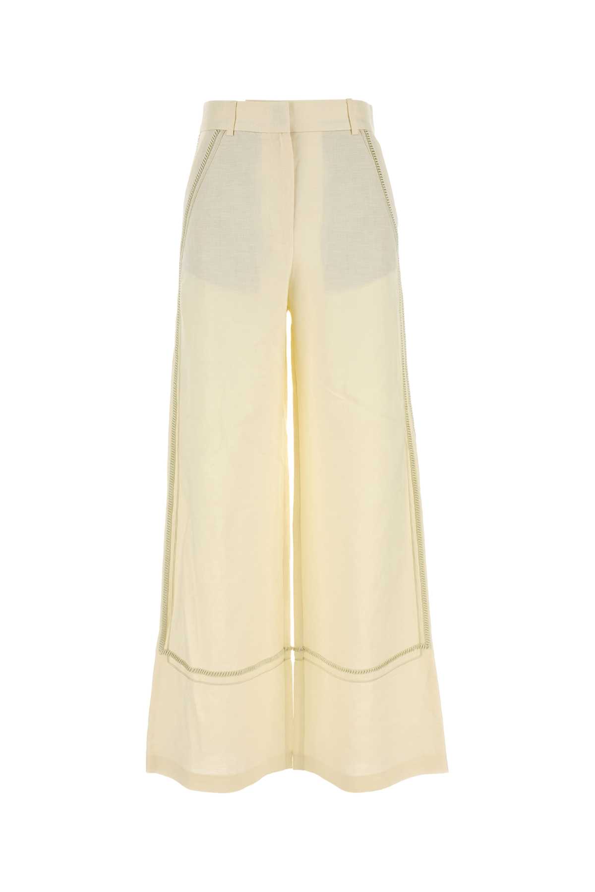 Cream Linen Blend Fortuna Wide-leg Pant