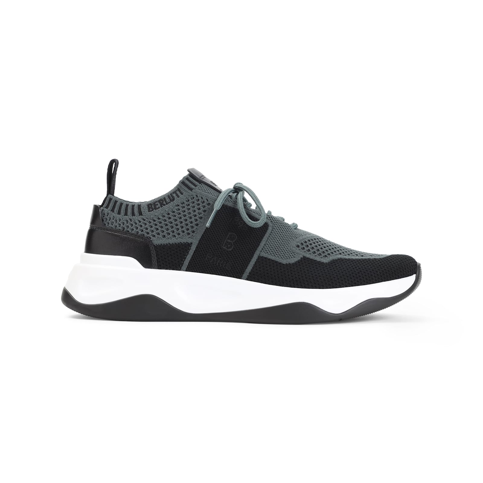 Berluti Breathable Textile And Leather Sneakers With Sole In Black