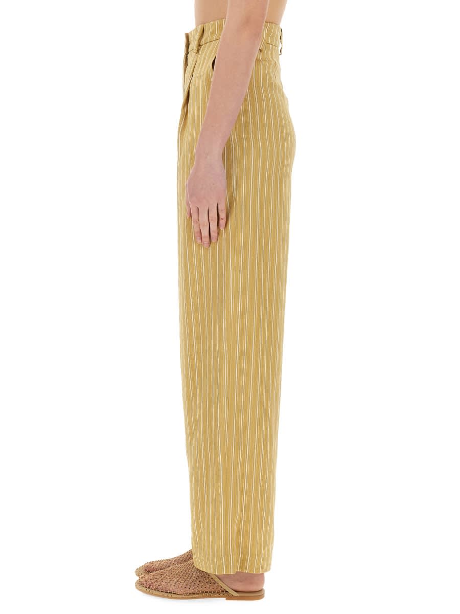 Alysi Striped Satin Tailored Pants In Beige