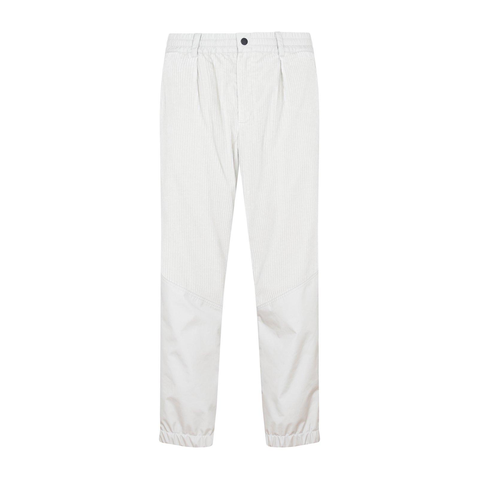 Shop Moncler Corduroy Straight Leg Pants In White